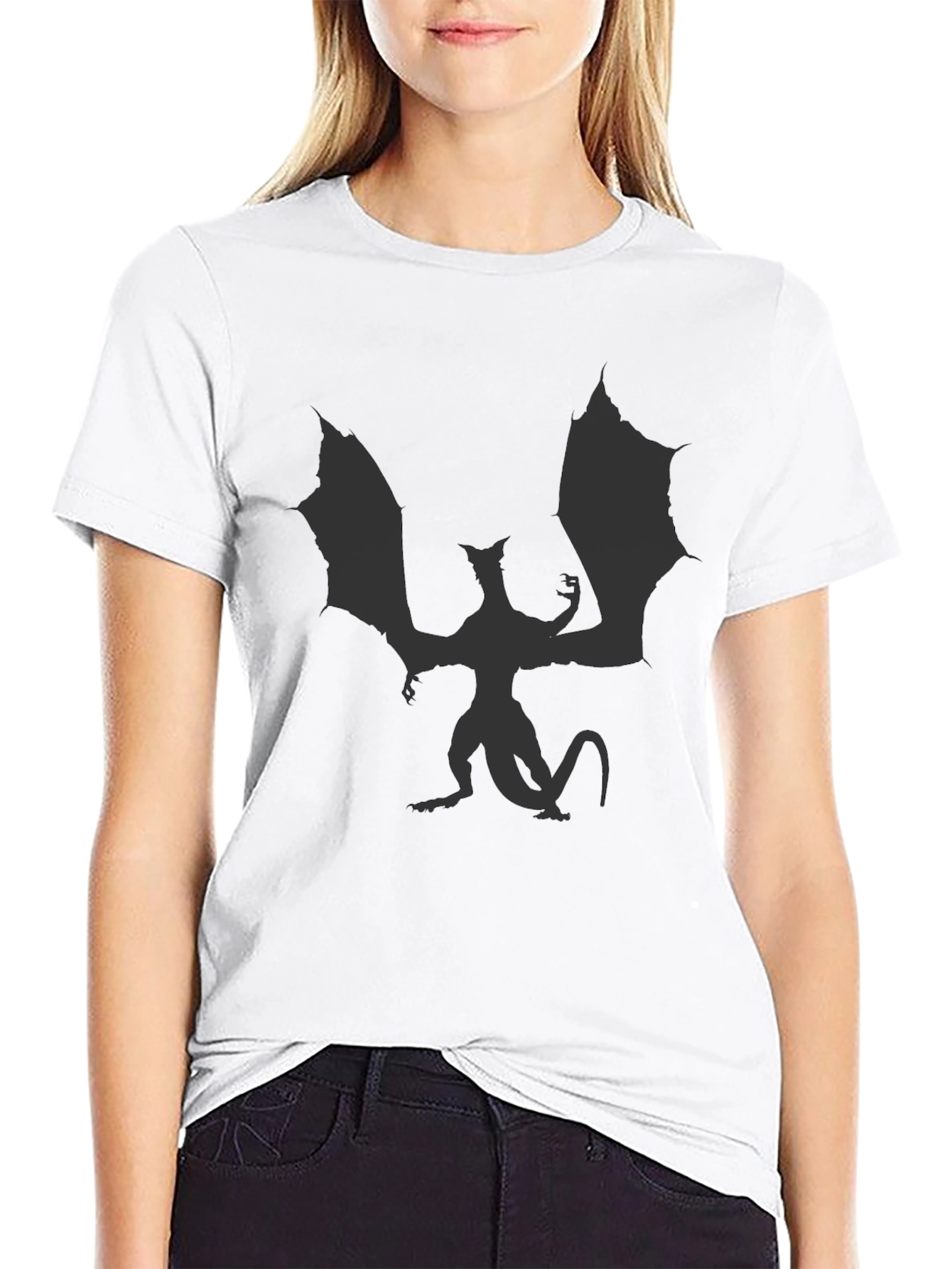 Black Dragon Silhouette Black T-Shirt view 9