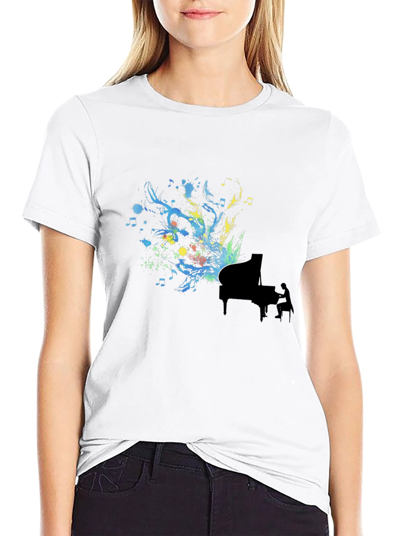 Black Abstract Piano Art Black T-Shirt view 9