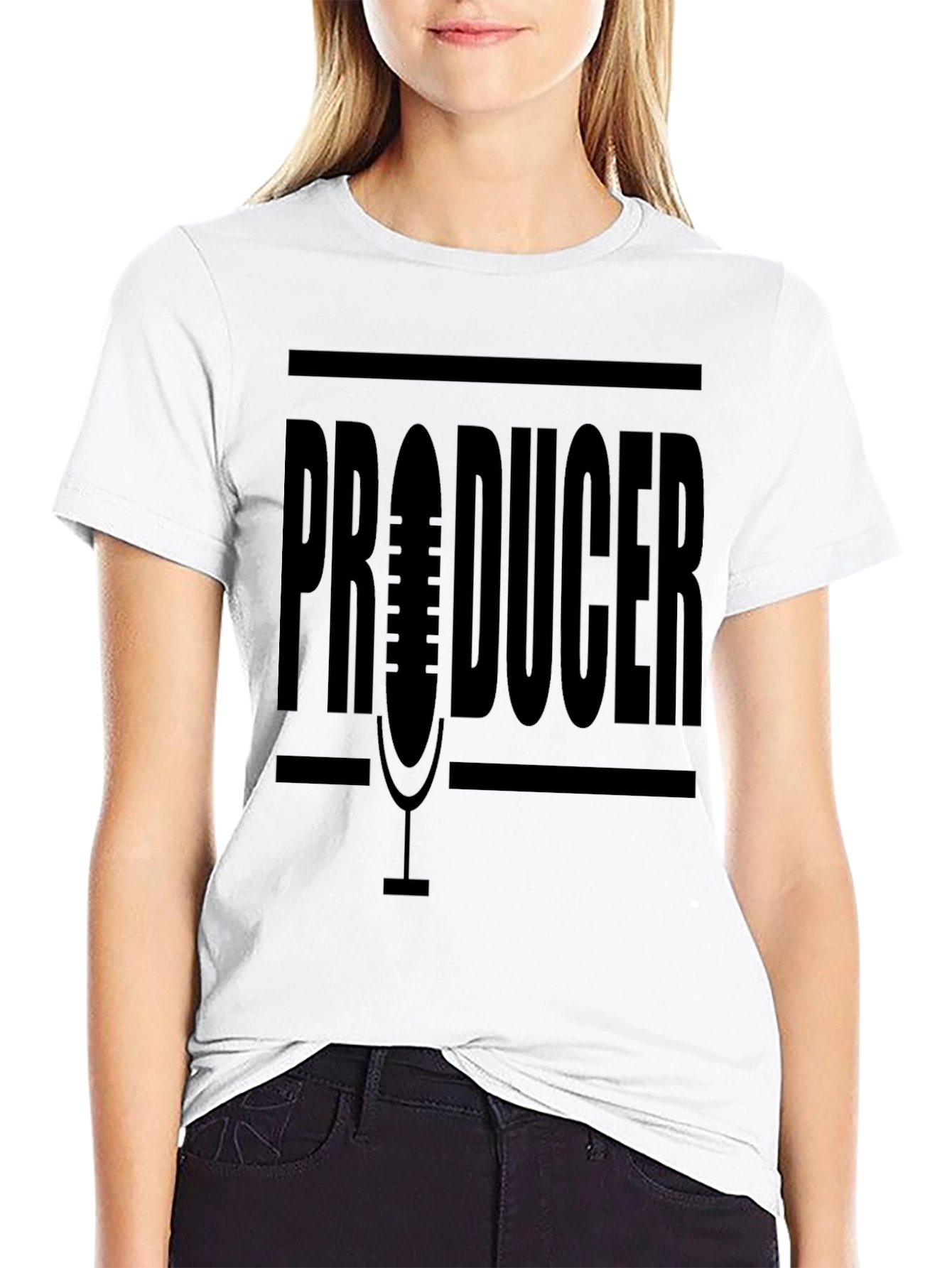 Black Producer Microphone Graphic Black T-Shirt view 9