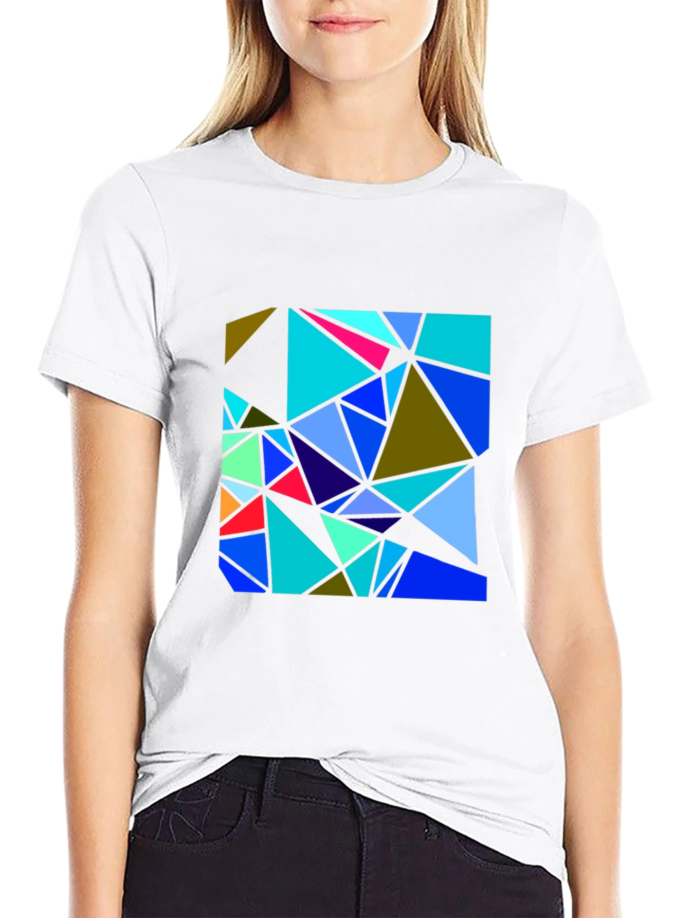 Black Abstract Geometric Triangle T-Shirt view 9