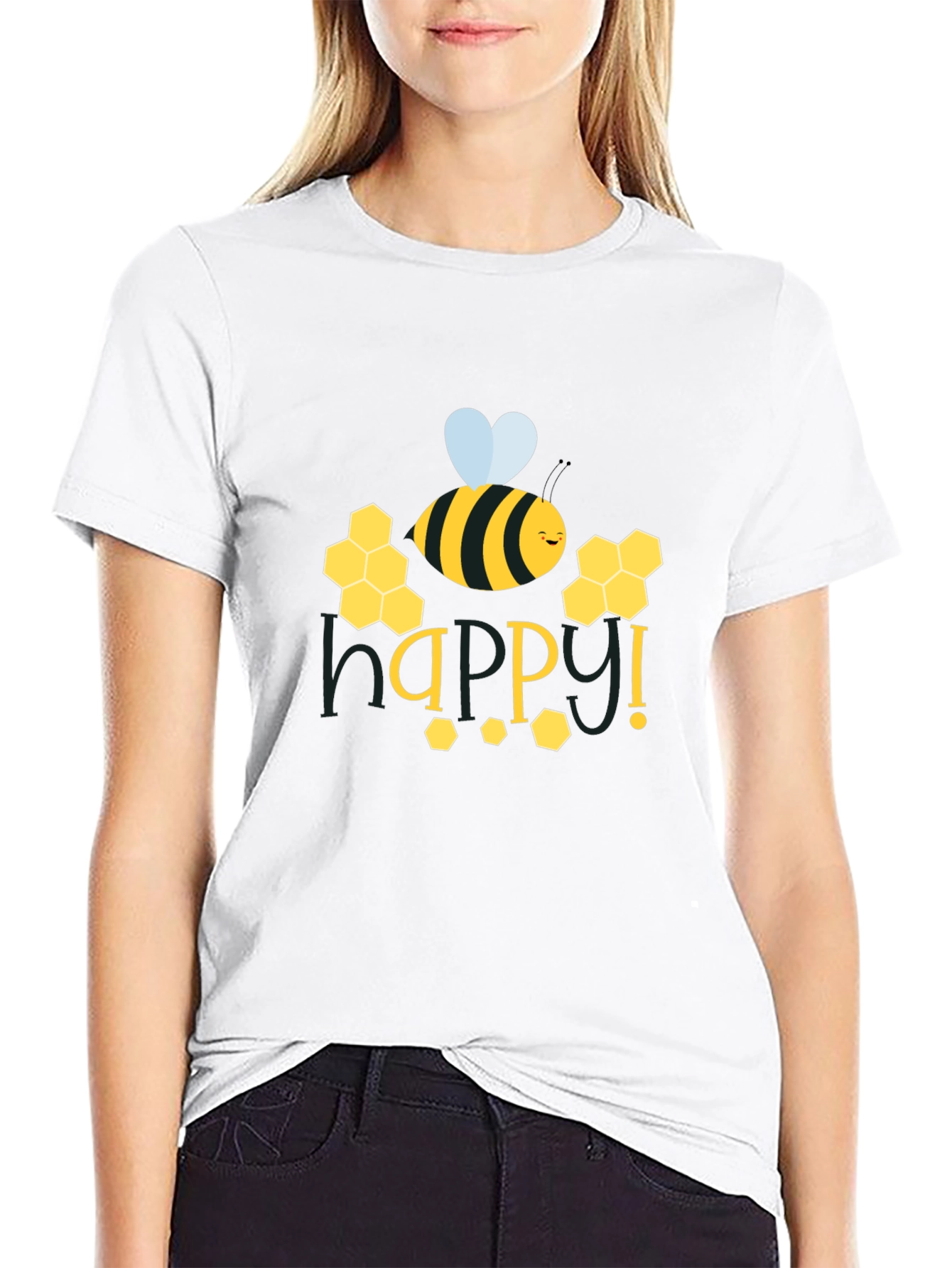 Black Happy Bee Graphic Tee - Black view 9