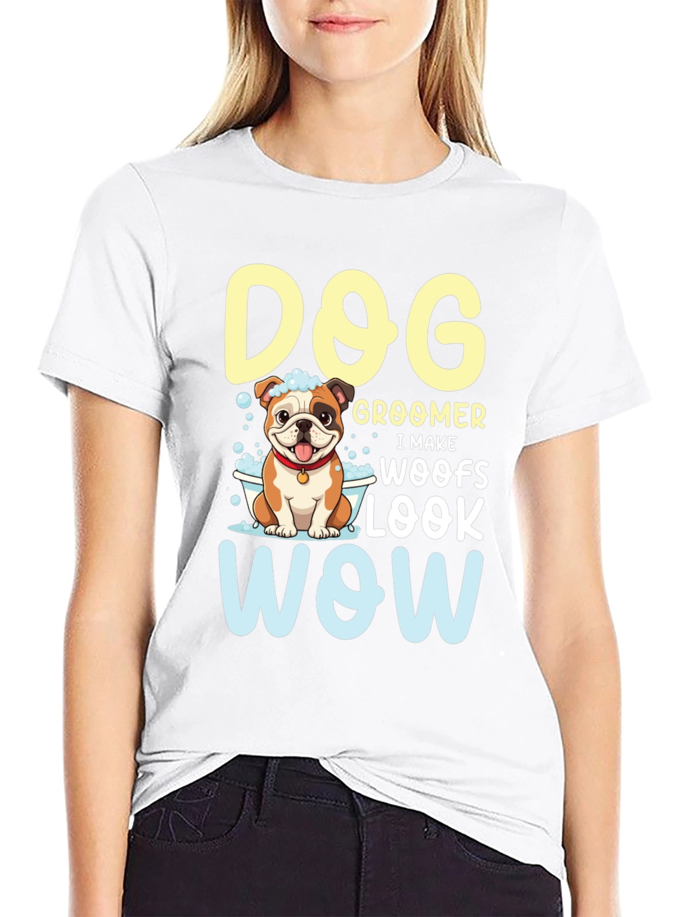 Black Dog Groomer T-Shirt - I Make Woofs Look WOW view 9