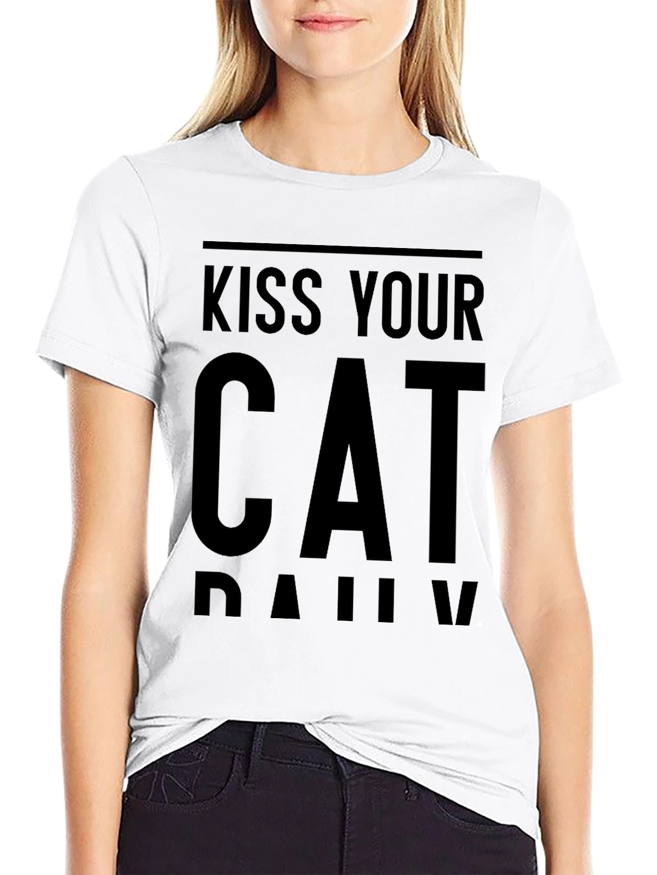 Black Kiss Your Cat Daily Black T-Shirt view 9