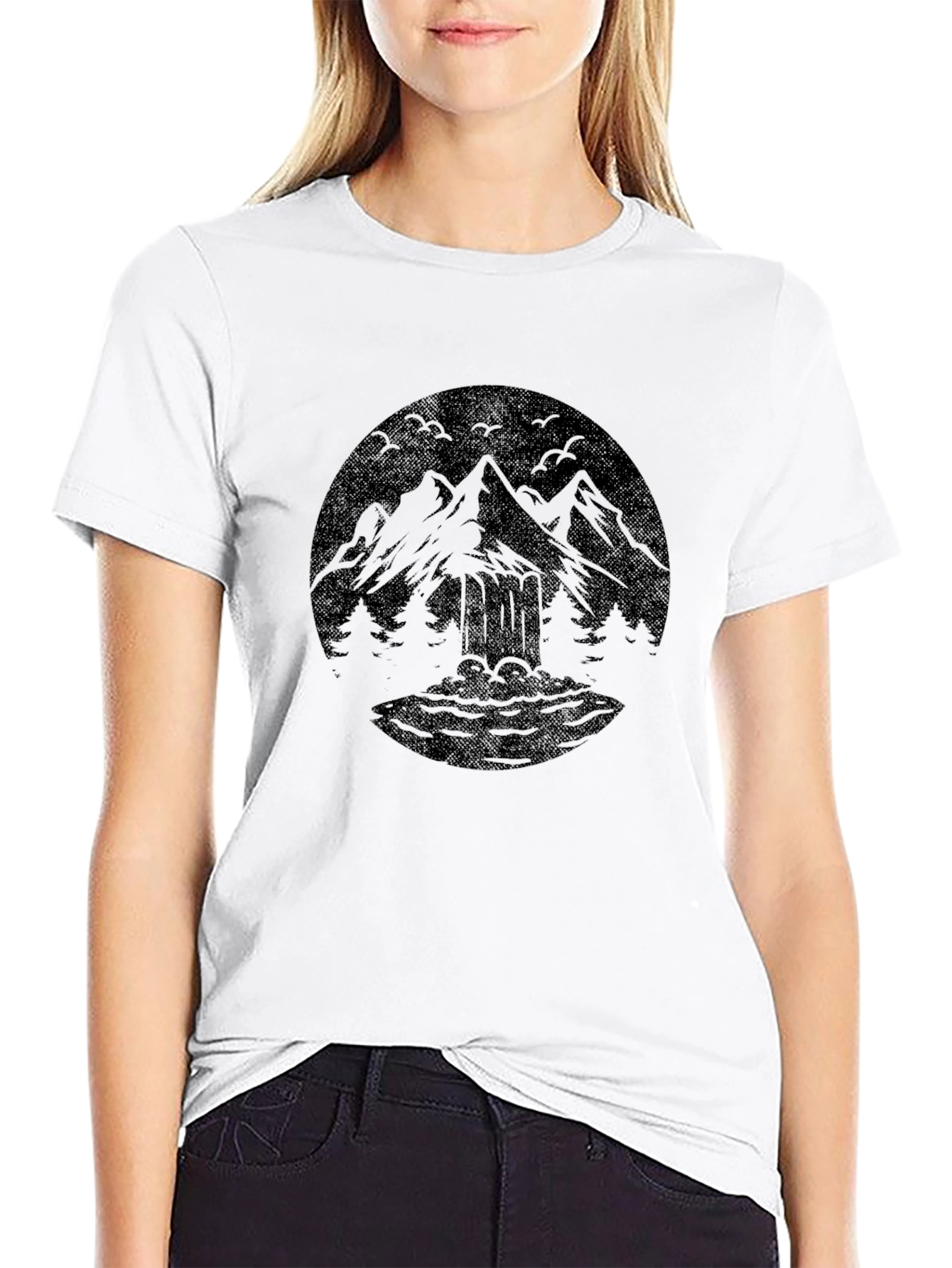 Black Mountain Graphic Black Crew Neck T-Shirt view 9