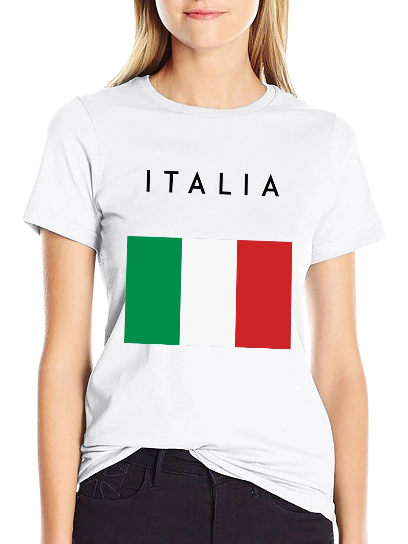 Black Italy Flag Graphic T-Shirt - Black Casual Tee view 9