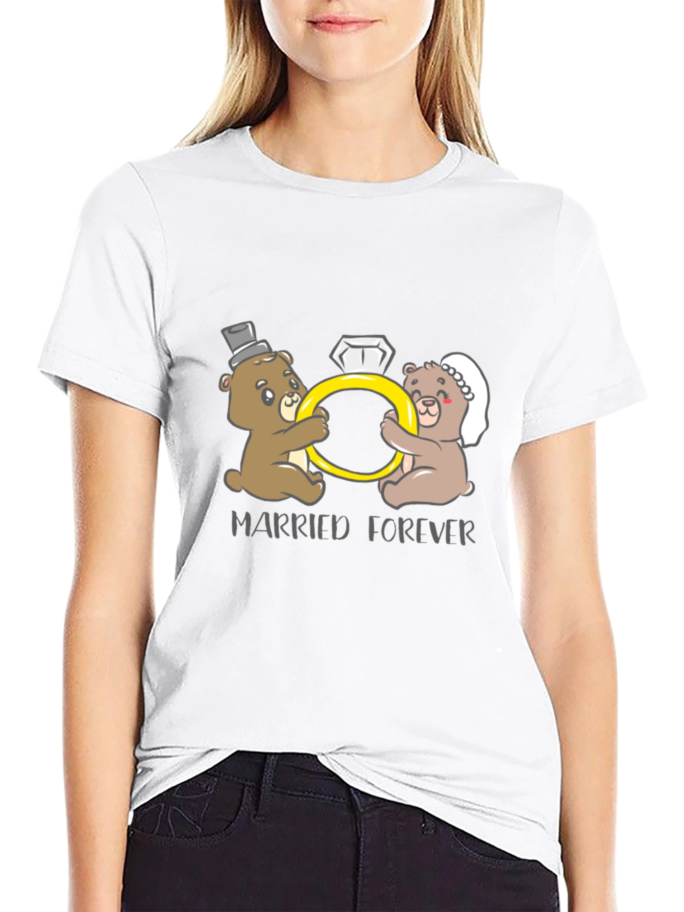 Black Married Forever Bear Couple T-Shirt view 9