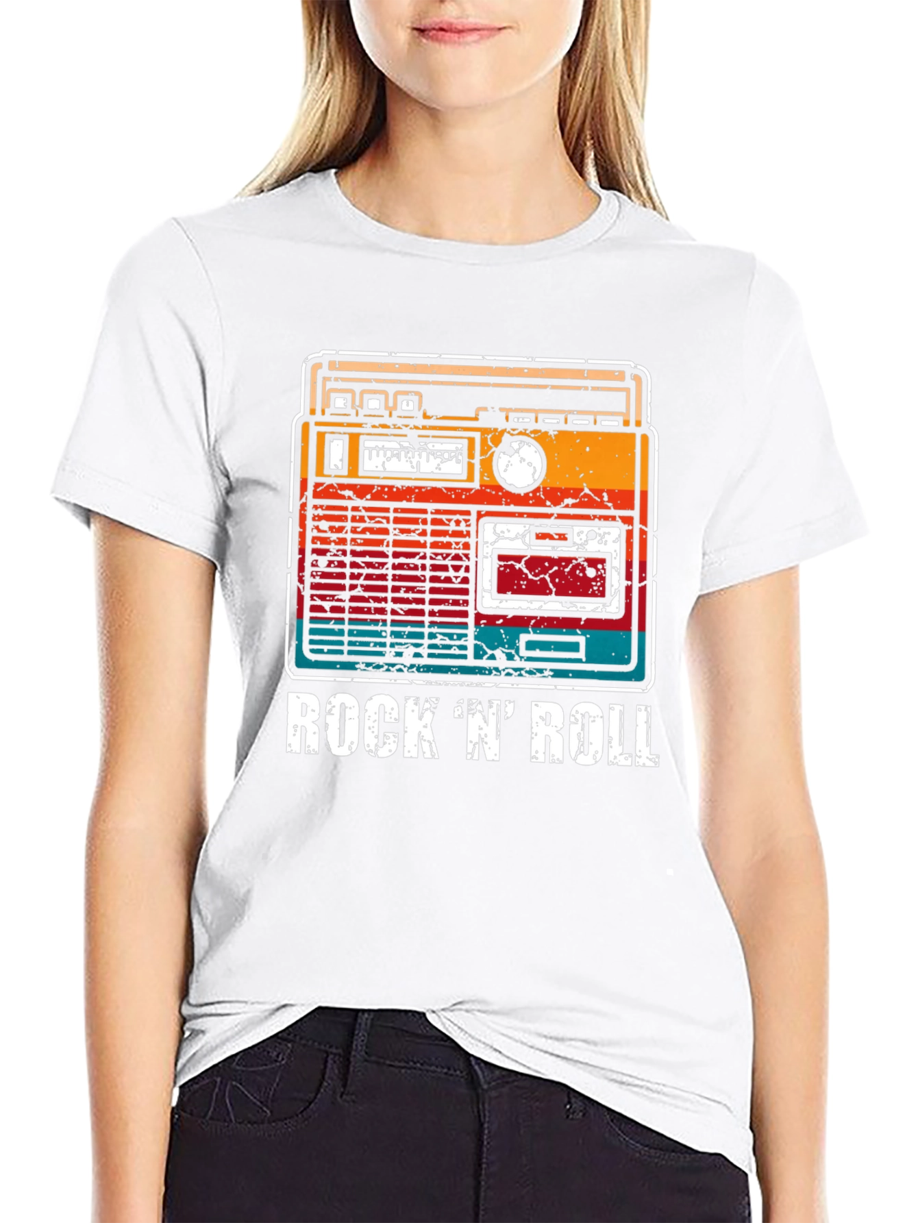 Black Retro Rock 'N' Roll Radio T-Shirt view 9