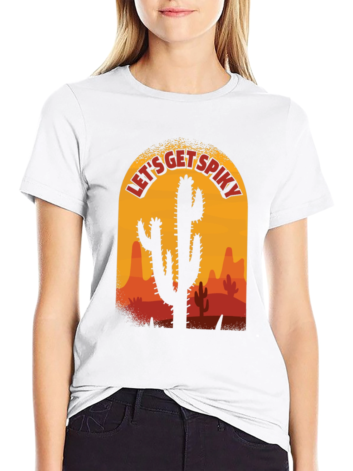 Black Let's Get Spiky Cactus T-Shirt view 9