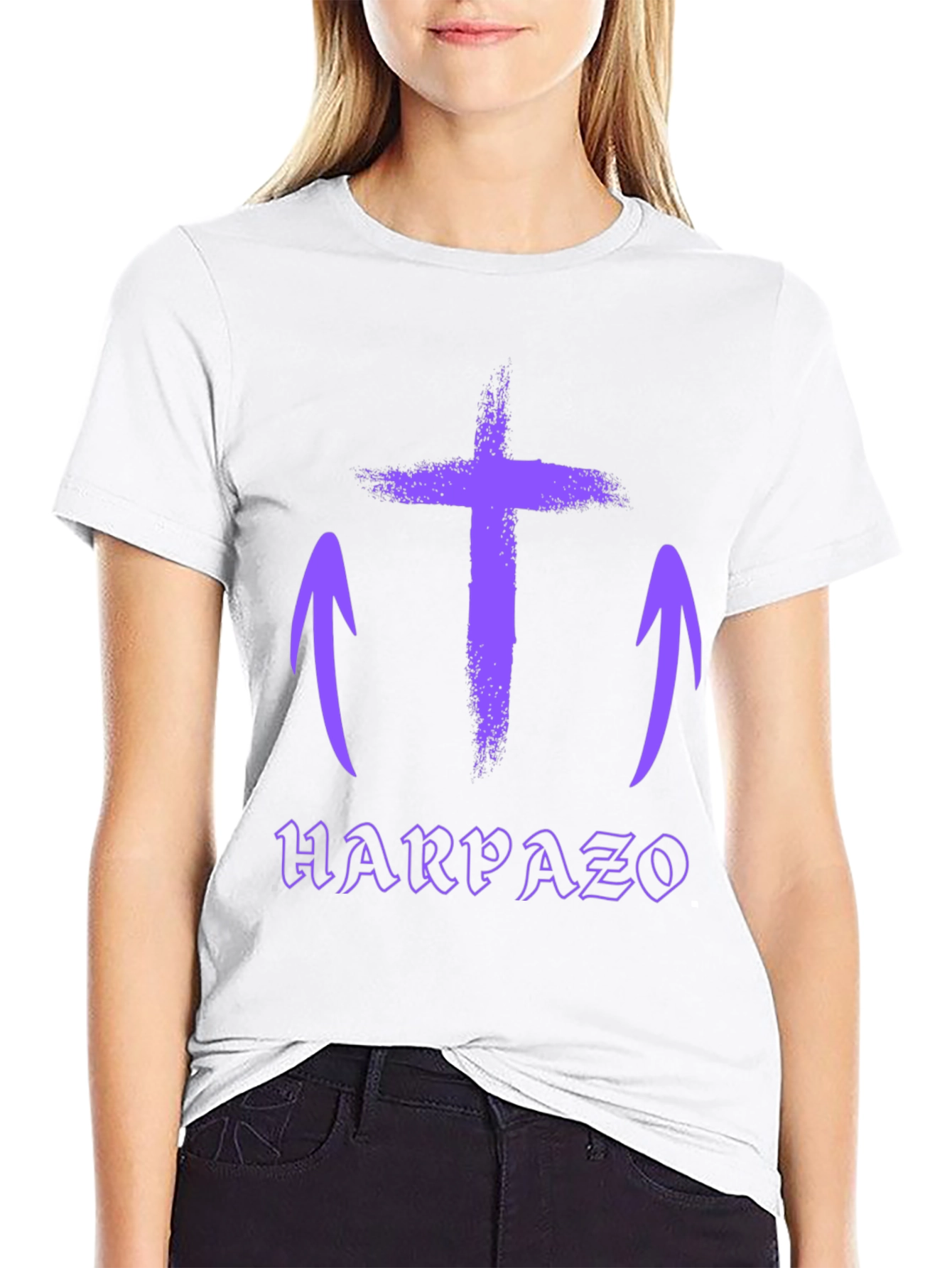 Black Grunge Cross Graphic Tee - Harpaso Black T-Shirt view 9