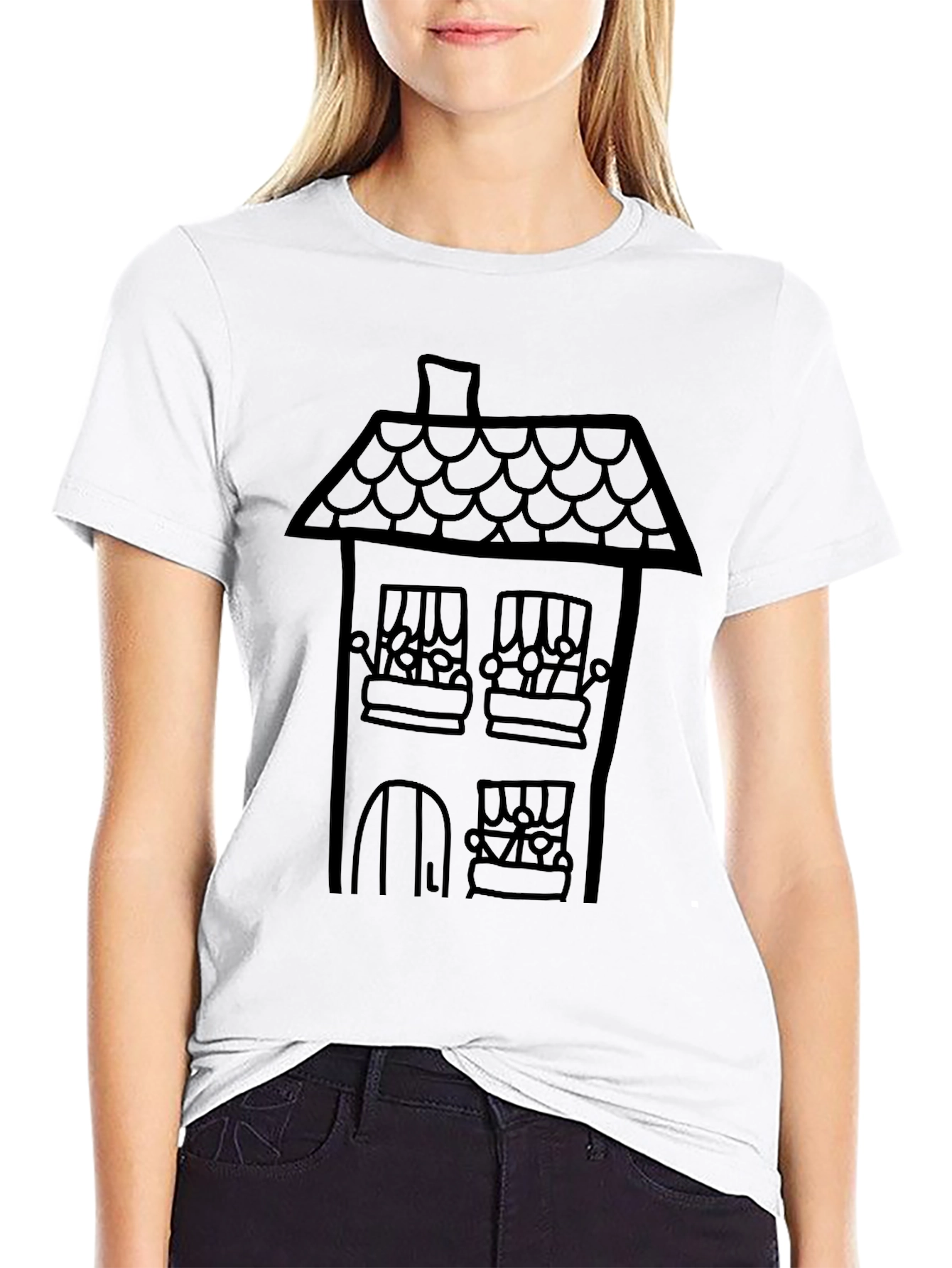 Black House Graphic Tee - Black Cotton Comfort view 9