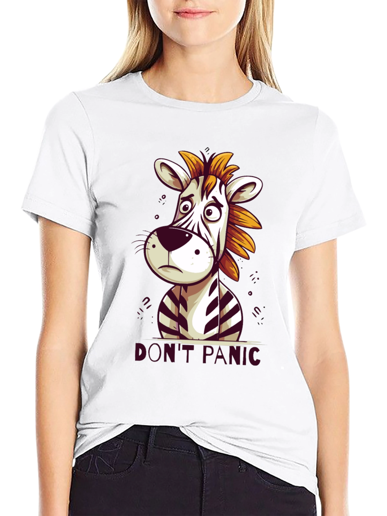 Black Don't Panic Zebra Graphic Tee view 9