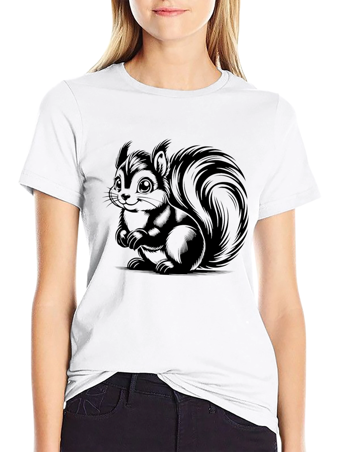 Black Cute Squirrel Graphic T-Shirt - Black view 9