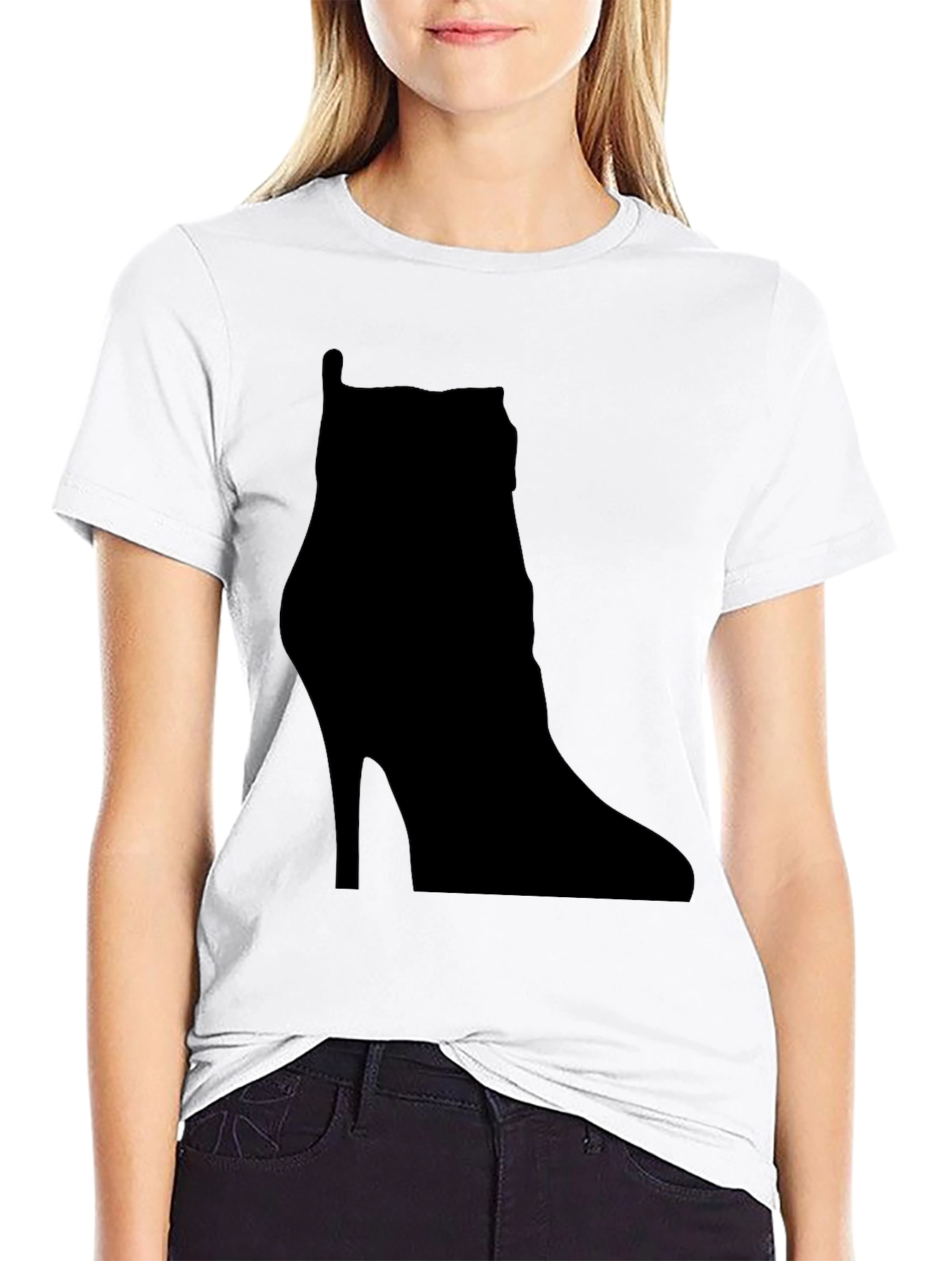 Black High Heel Boot Silhouette T-Shirt view 9