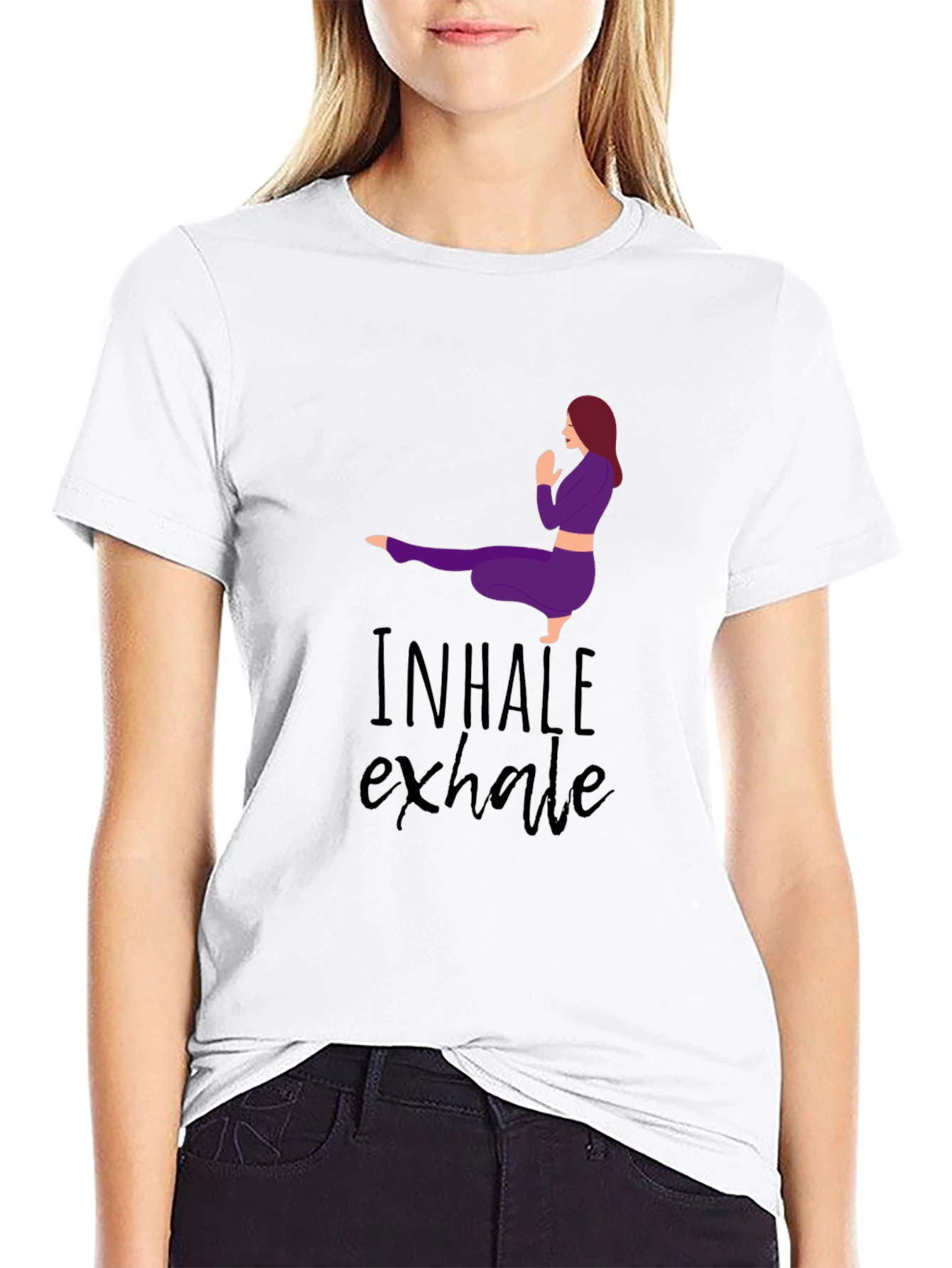 Black Inhale Exhale Yoga Graphic Tee - Black view 9