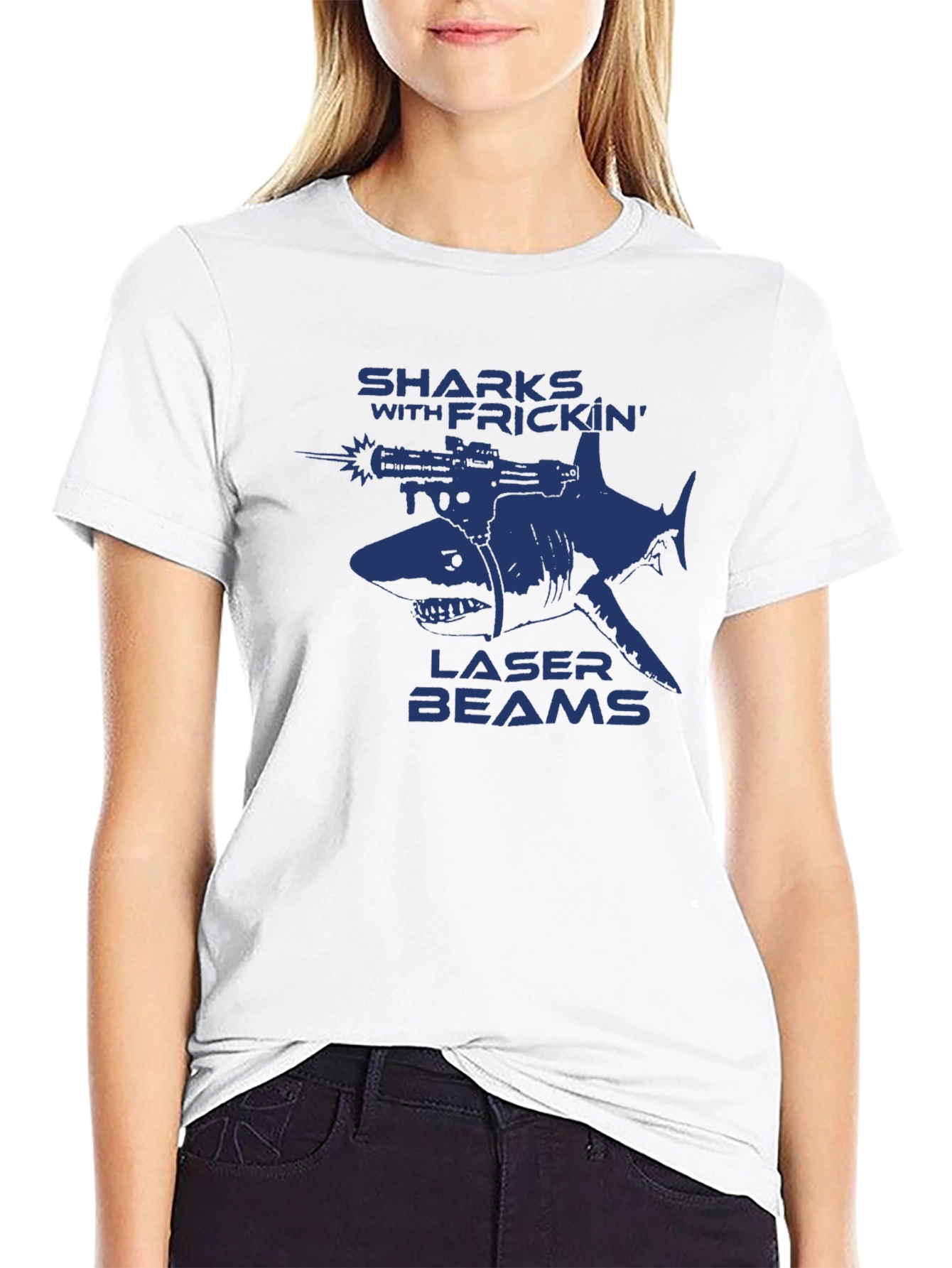 Black Sharks With Frickin' Laser Beams Graphic T-Shirt view 9
