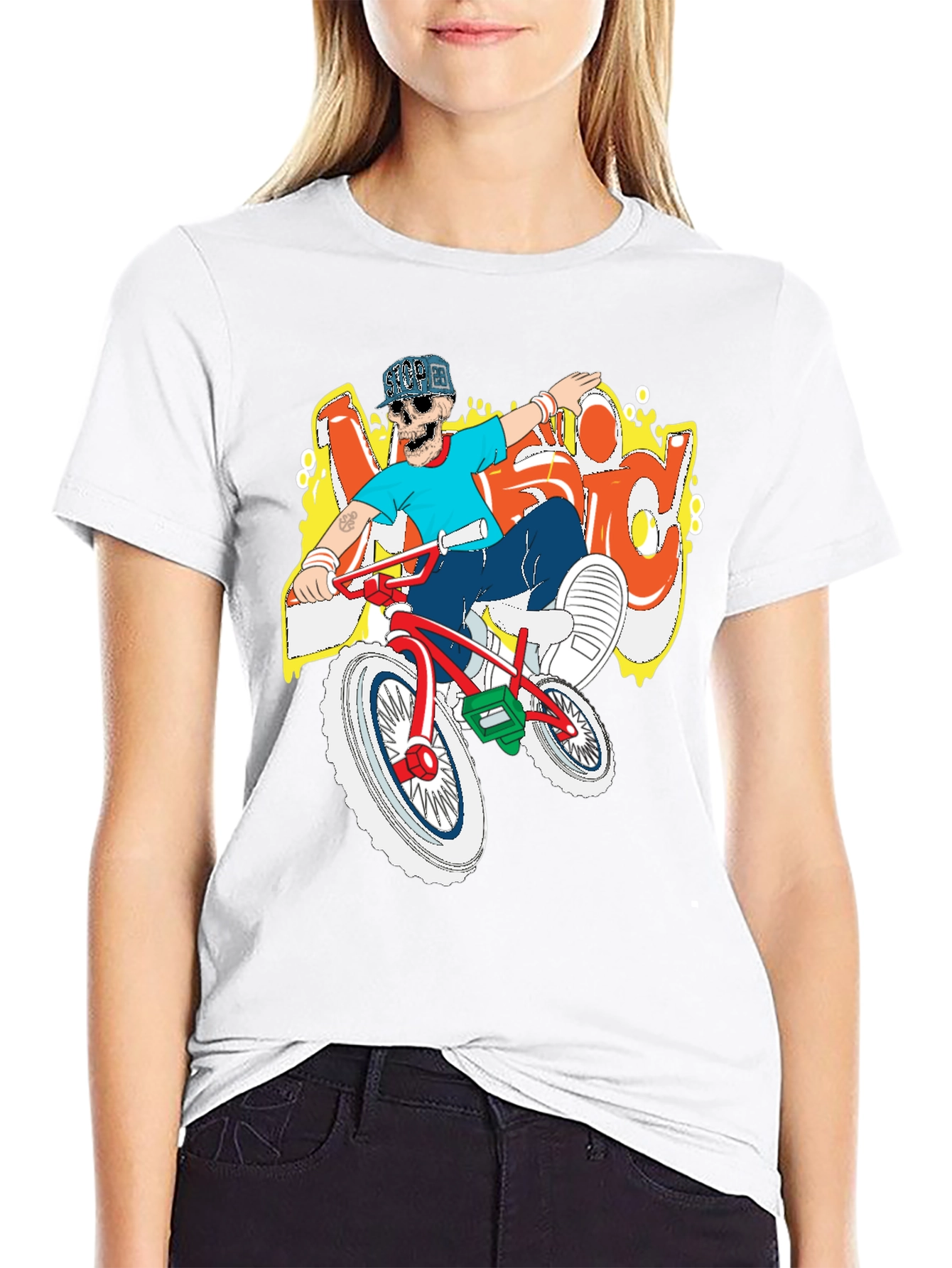 Black BMX Rider Skeleton Graphic Tee view 9