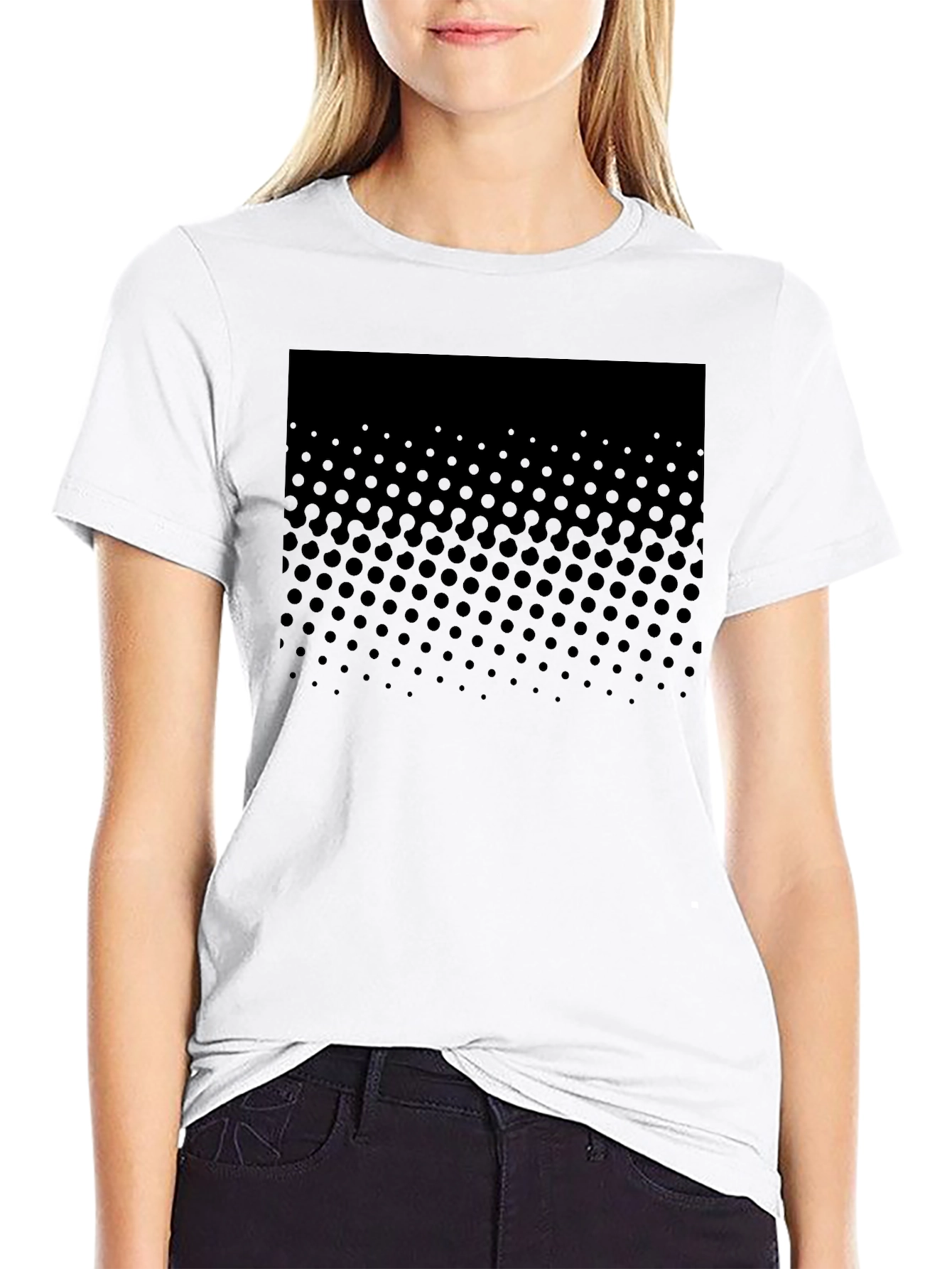 Black Modern Black Dotted Graphic Tee view 9