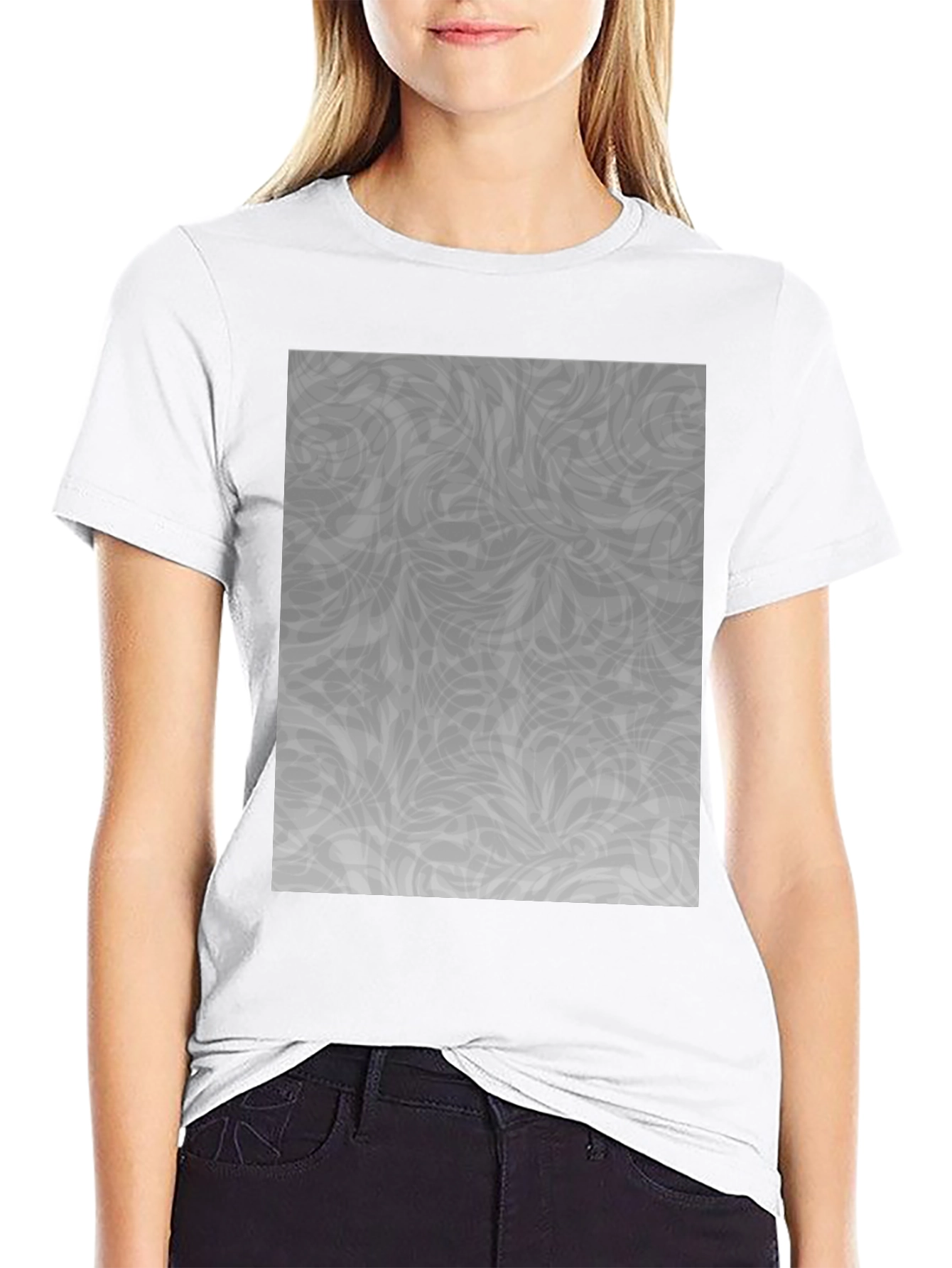 Black Abstract Grey Pattern Black Tee view 9