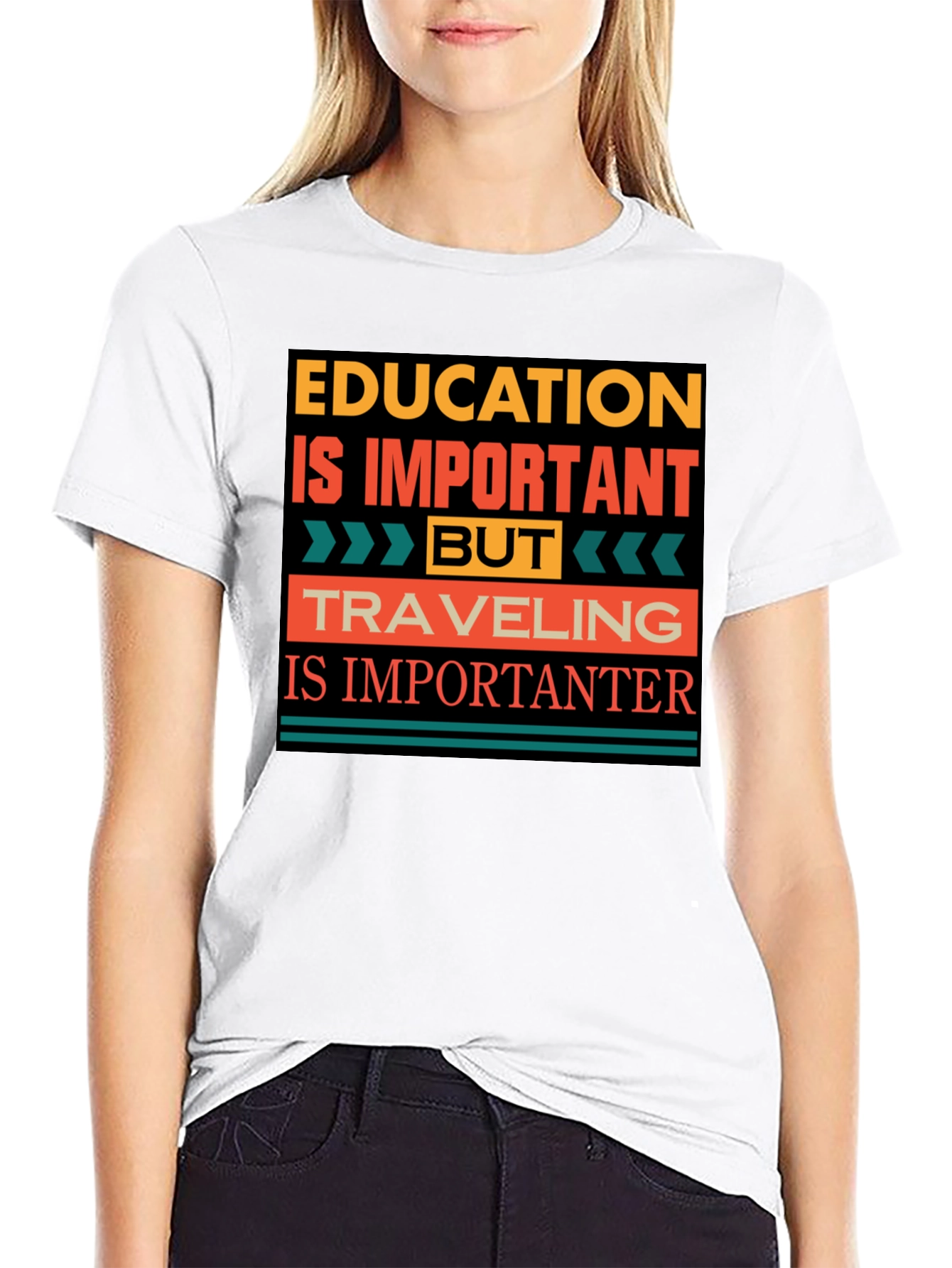 Black Education vs Travel T-Shirt - Importanter view 9