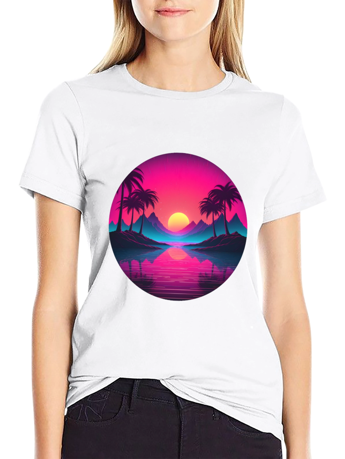 Black Retro Sunset Palm T-Shirt - Vibrant Graphic Tee view 9