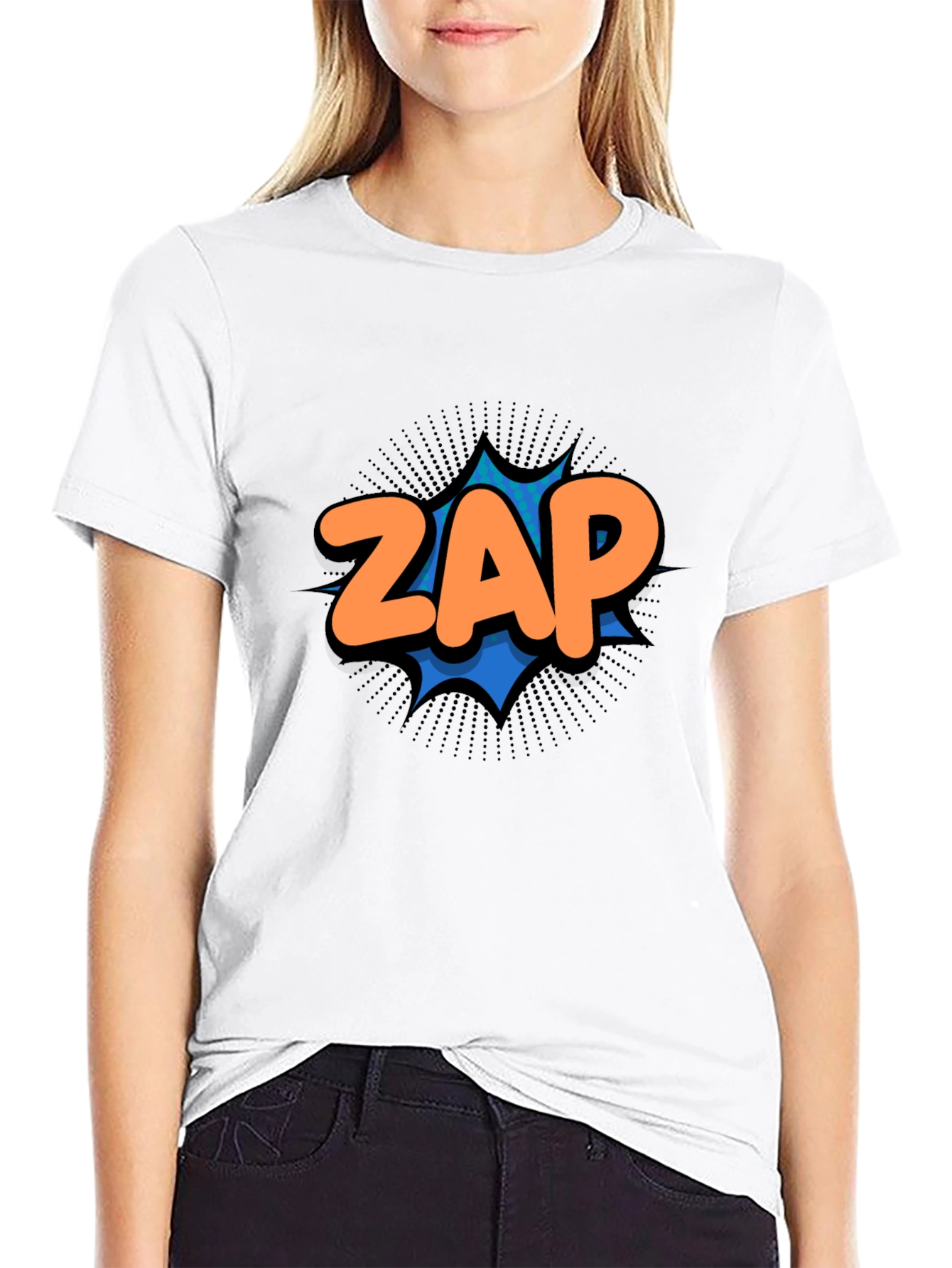 Black ZAP Comic Graphic T-Shirt - Black Cotton Tee view 9
