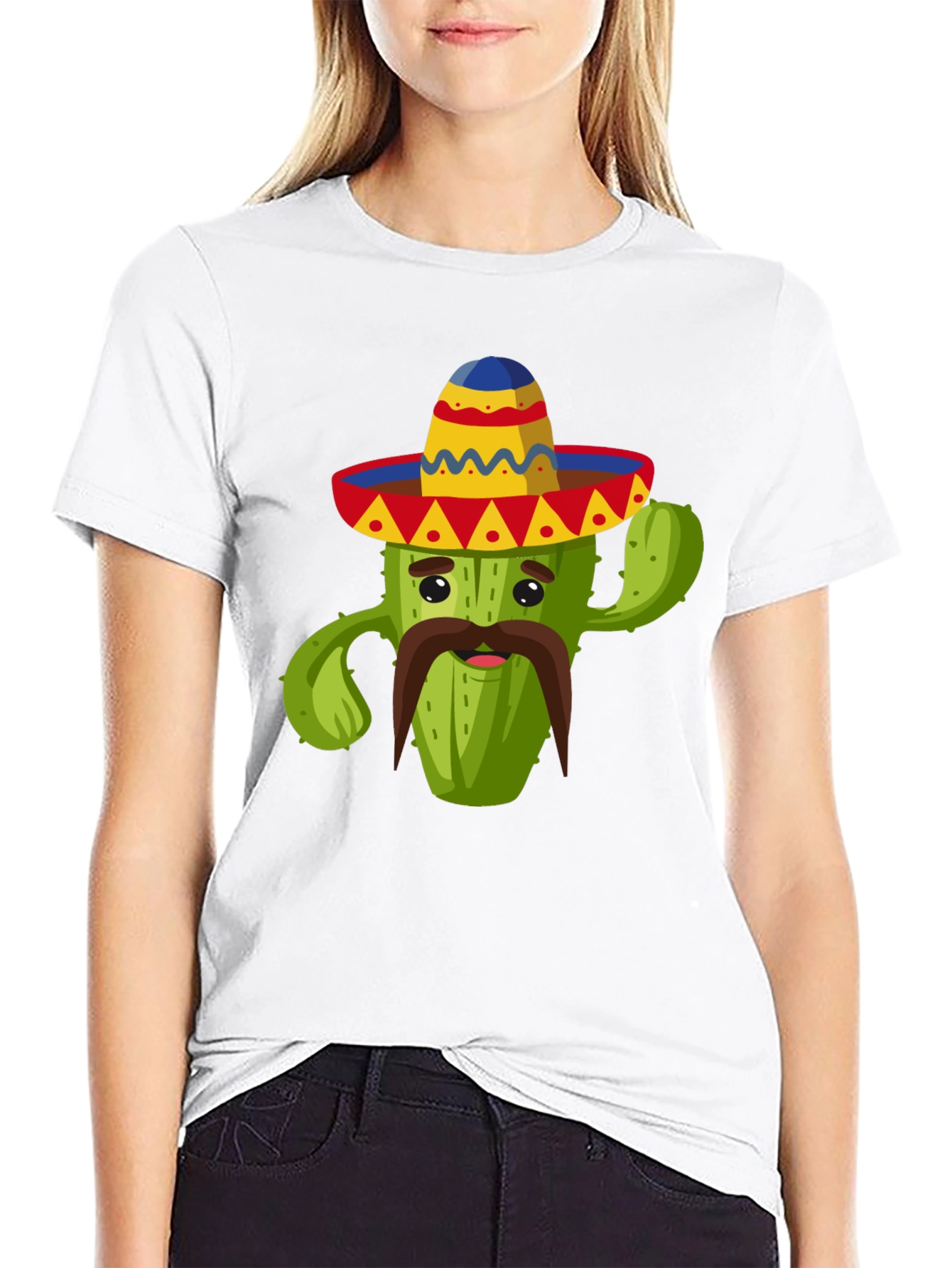 Black Cactus Sombrero Graphic Tee - Fun Cinco de Mayo Shirt view 9