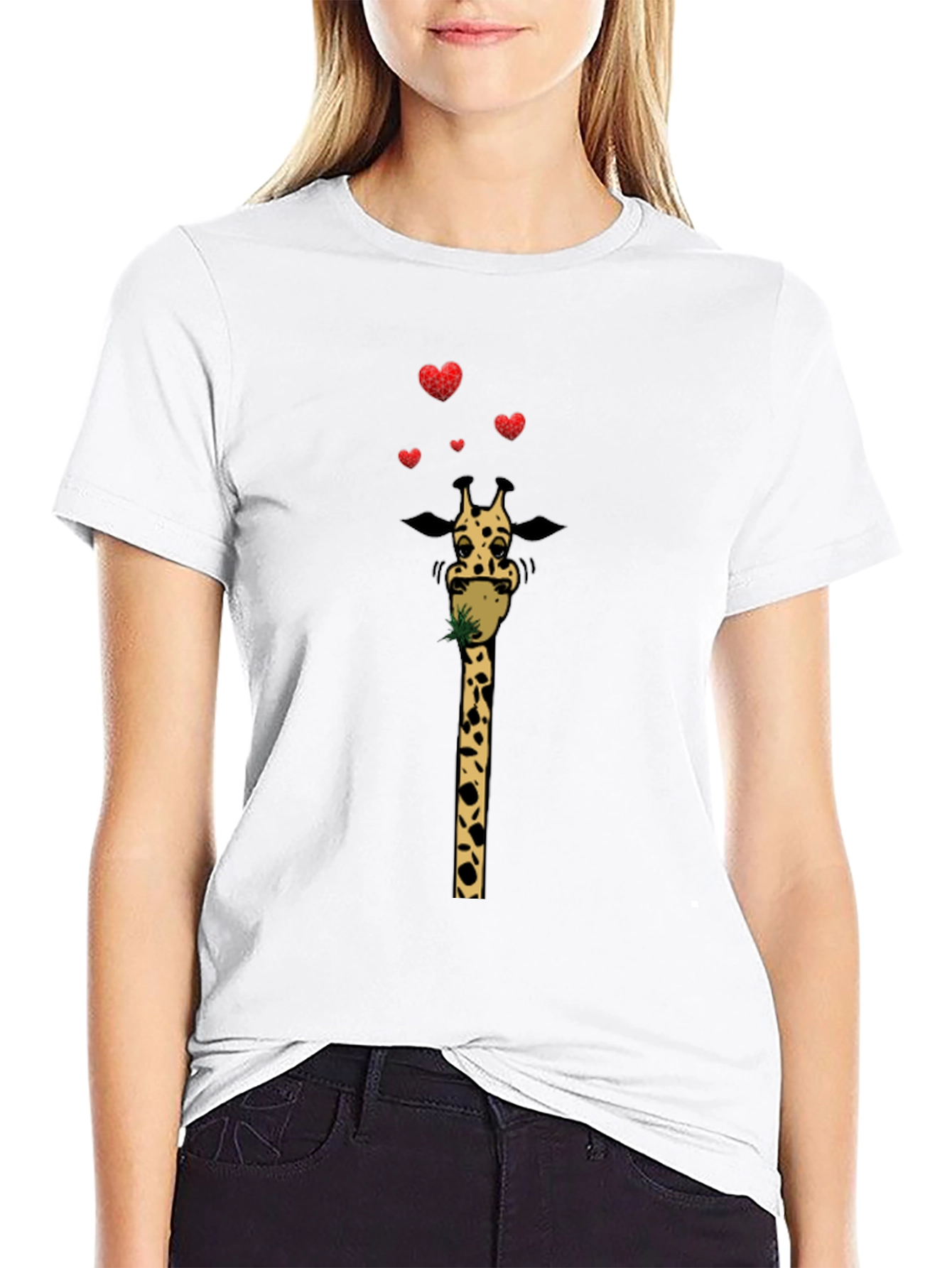 Black Giraffe Love T-Shirt - Quirky Animal Tee view 9