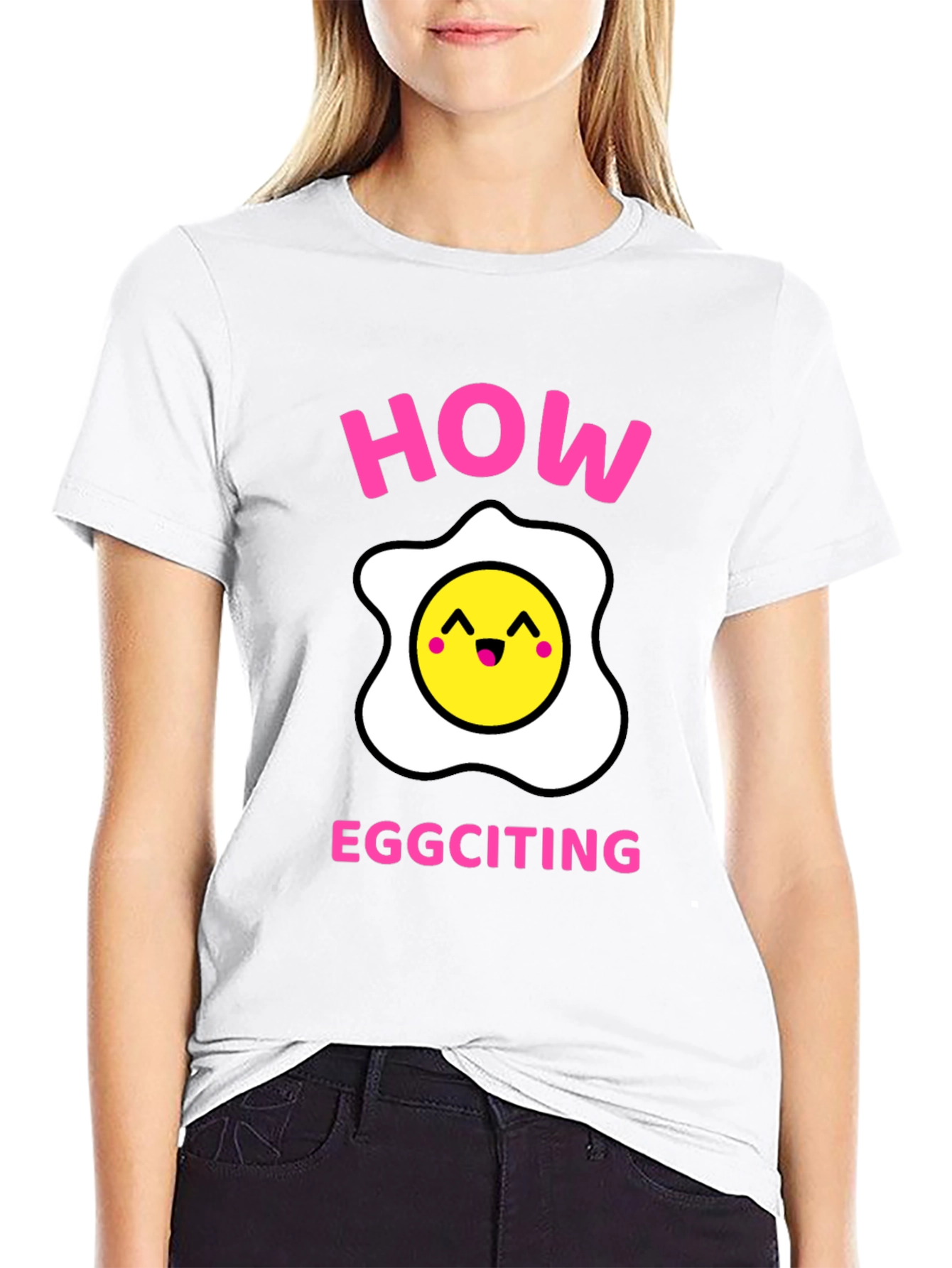Black How Eggciting! Novelty T-Shirt - Funny Egg Pun Tee view 9
