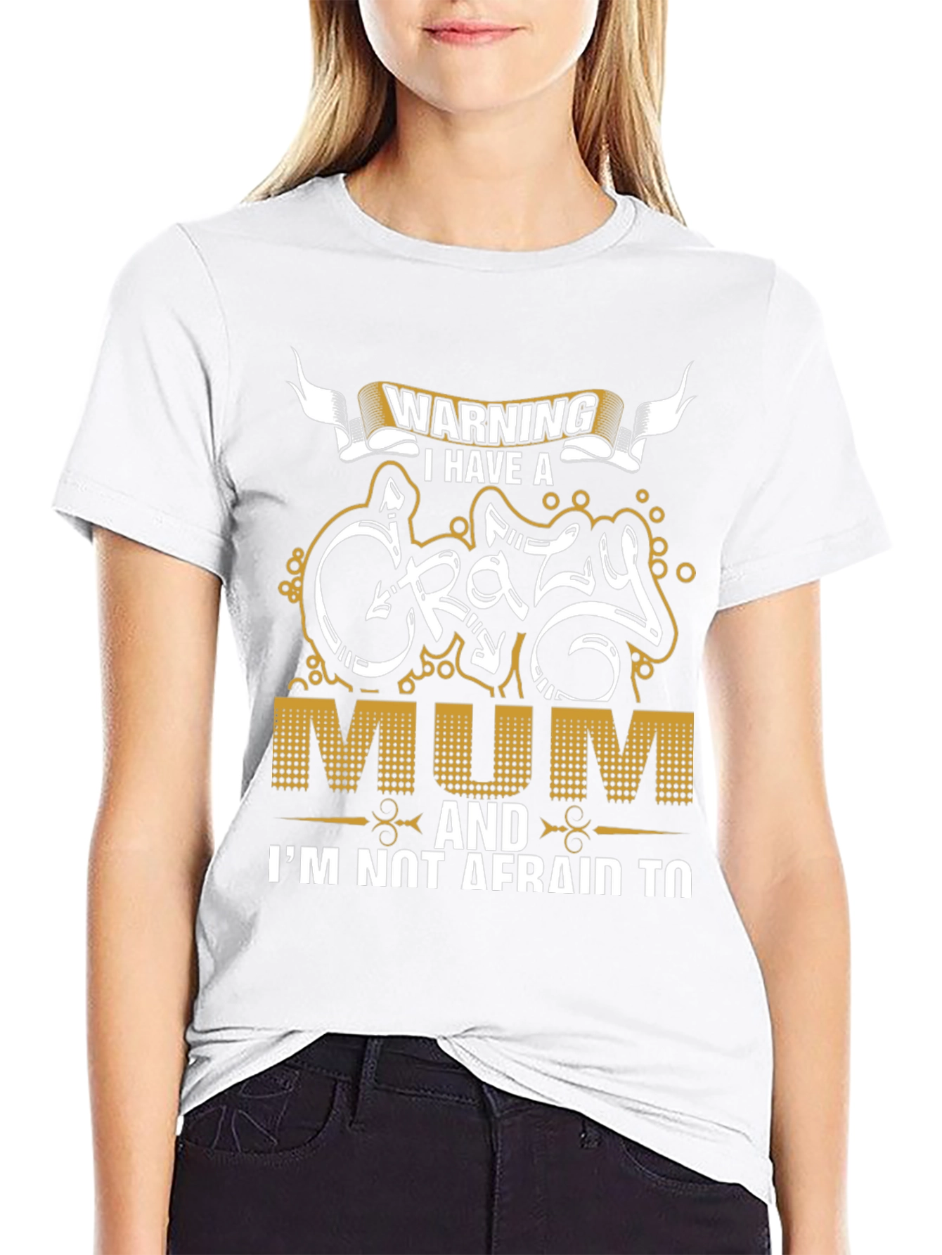 Black Warning Crazy Mum Graphic Tee view 9