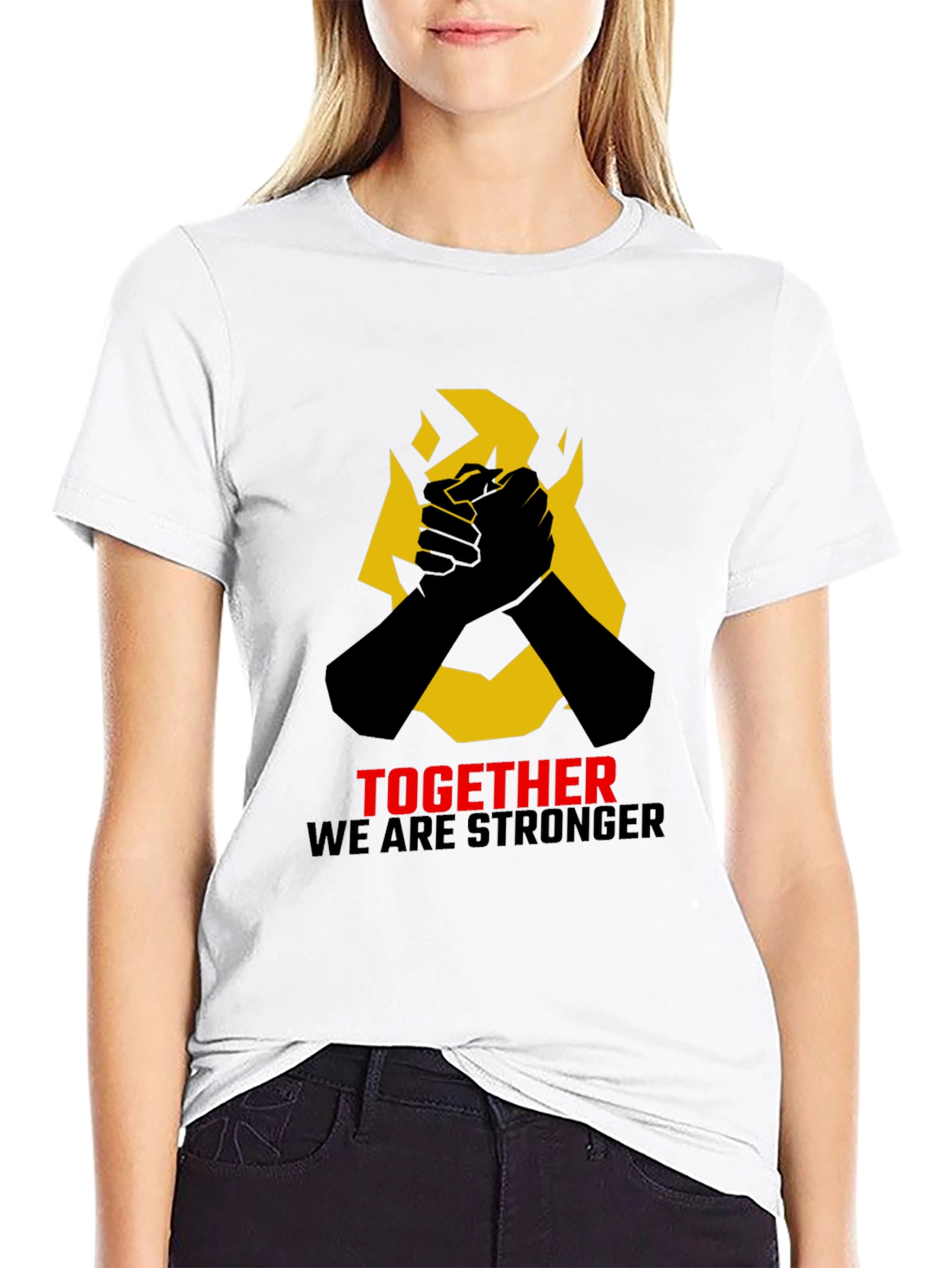 Black Together Stronger Graphic Tee - Solidarity & Unity Design view 9