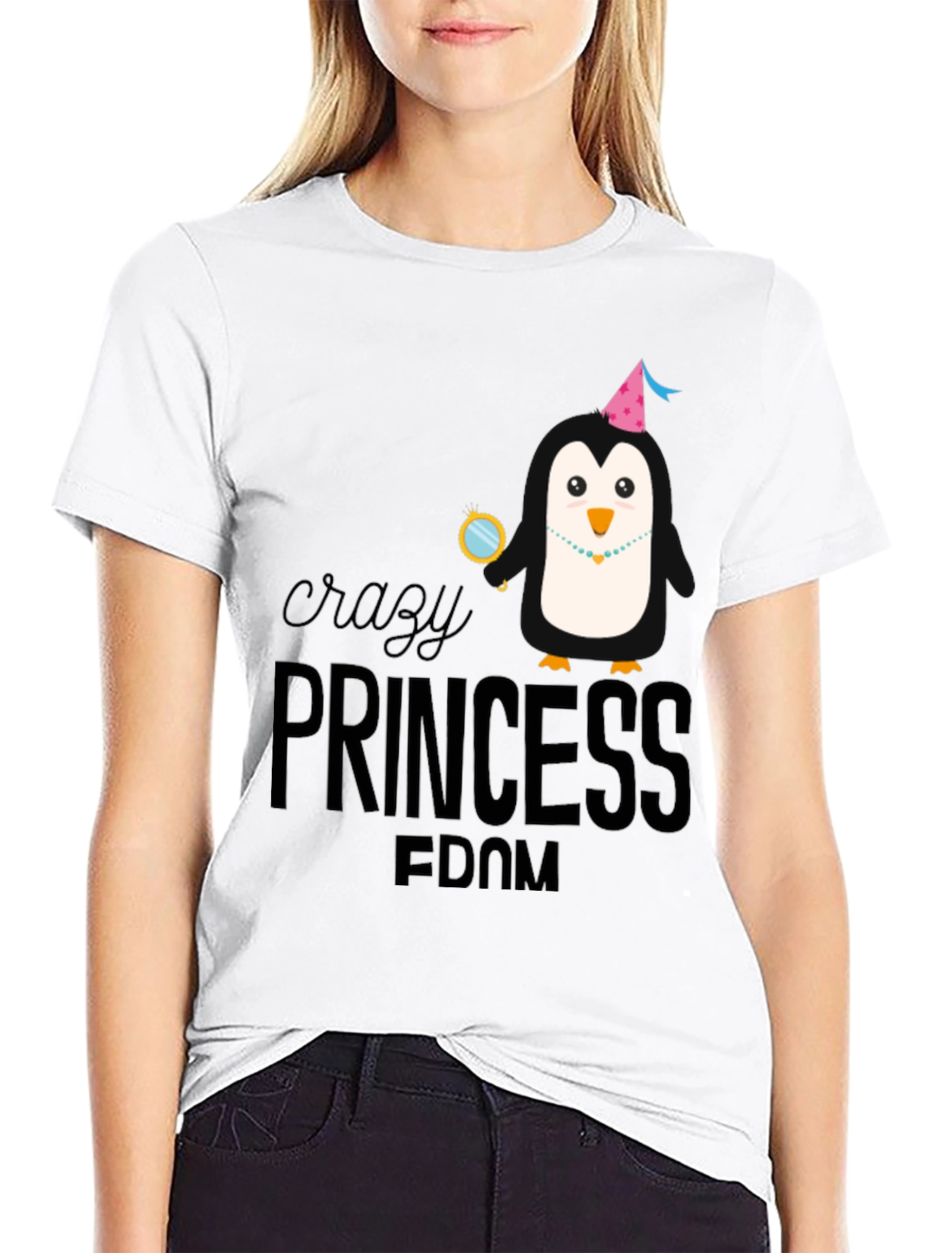 Black Crazy Princess Penguin T-Shirt view 9