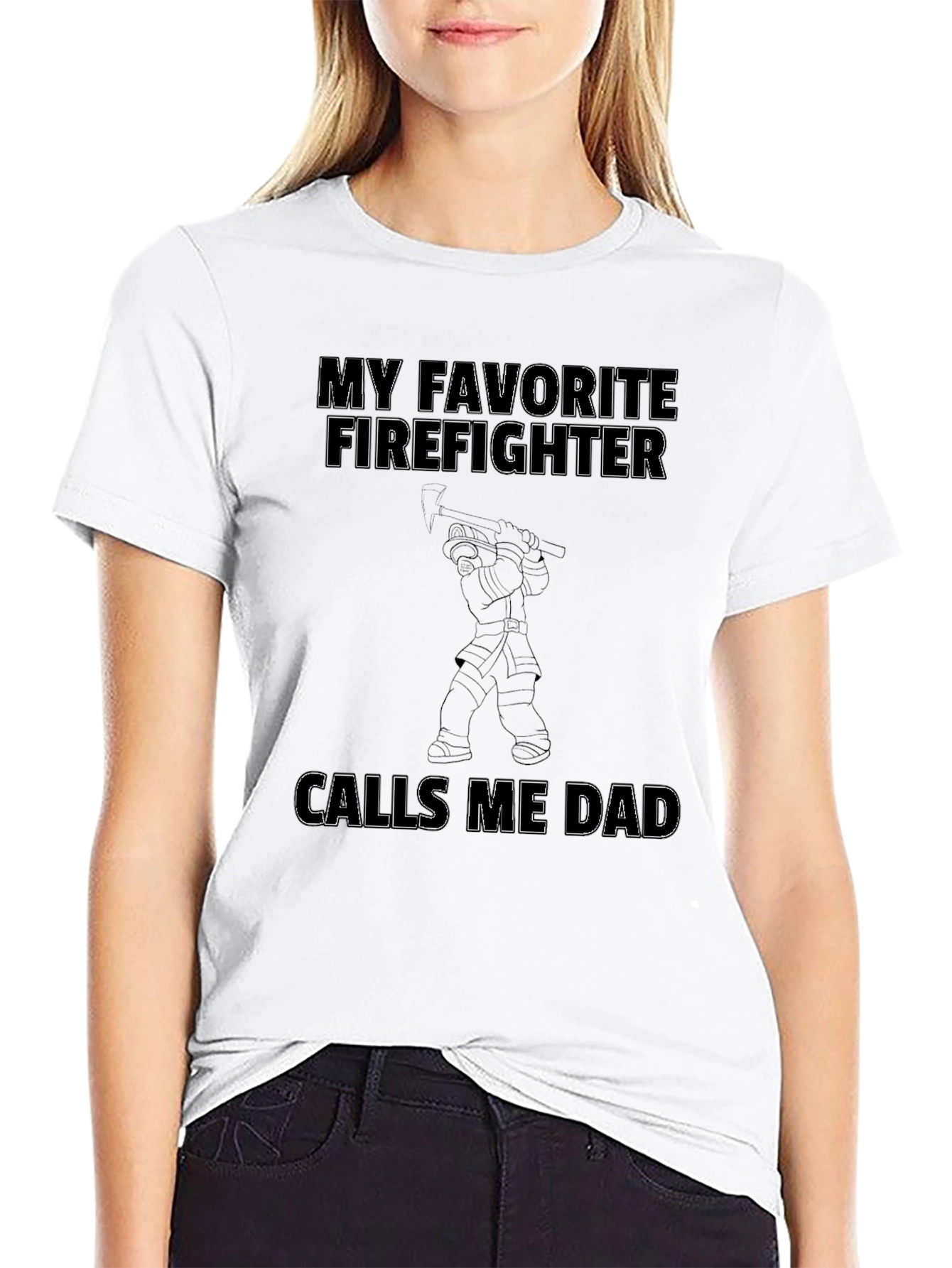 Black Firefighter Dad Graphic Tee - Black Cotton T-Shirt view 9