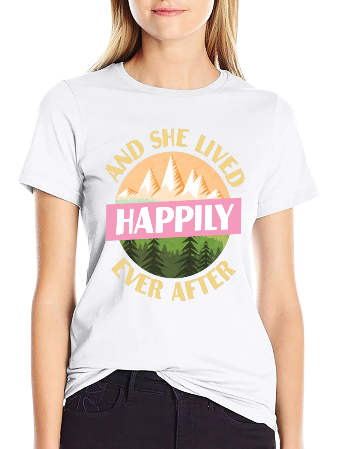 Black Happily Ever After Graphic Tee - Mountain Design T-Shirt view 9
