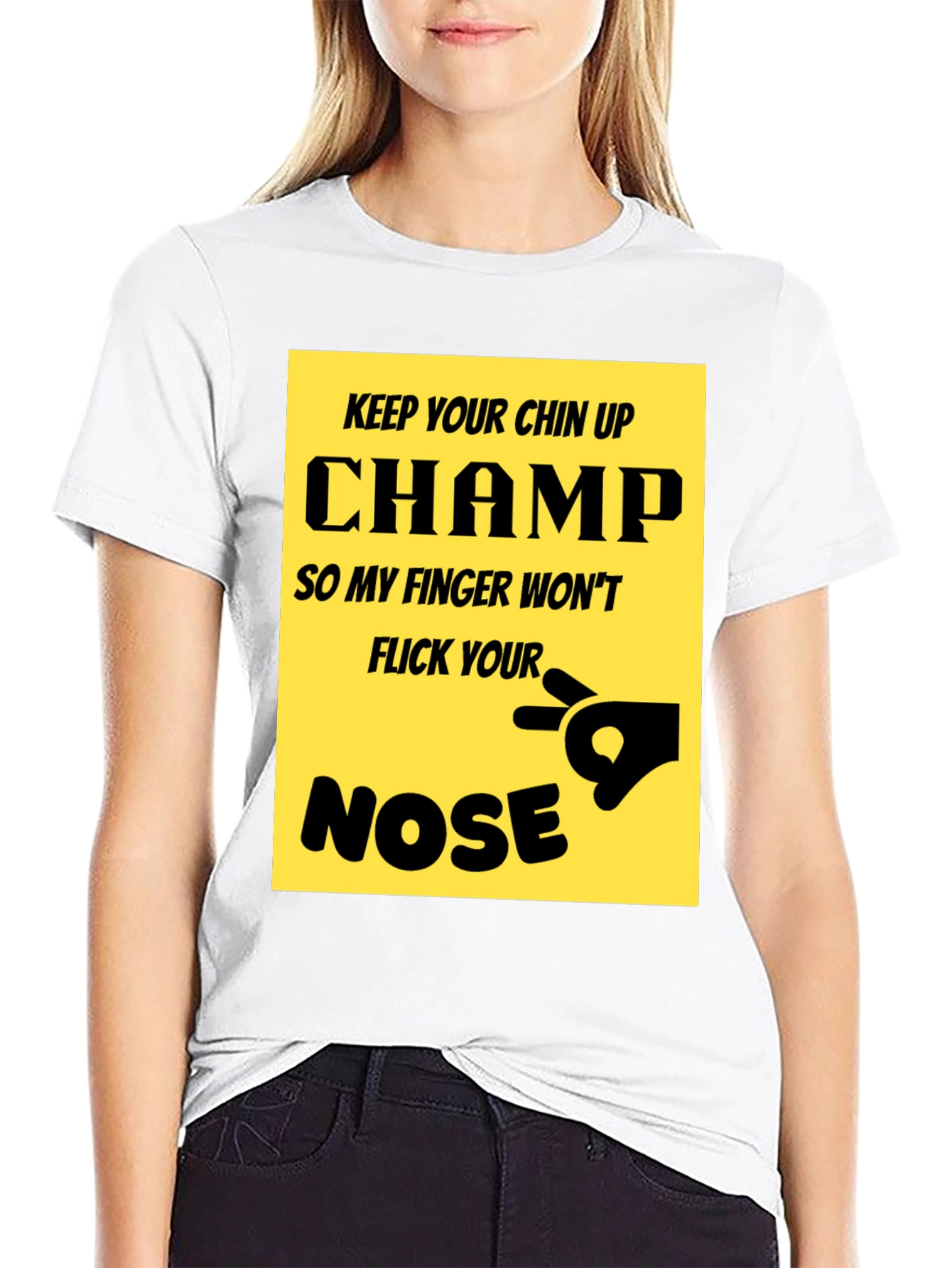 Black Keep Your Chin Up Champ T-Shirt Funny Novelty Tee view 9