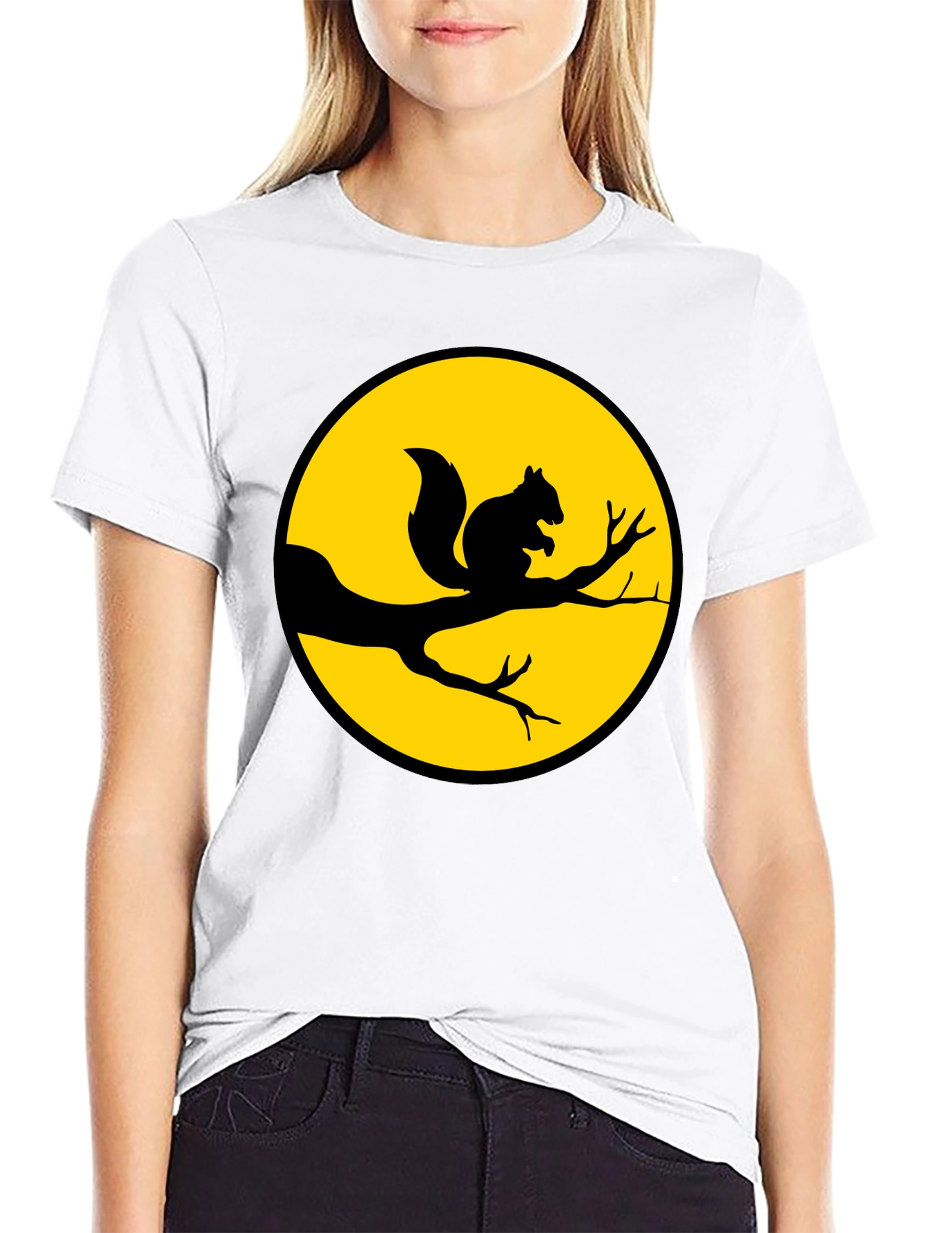Black Squirrel Silhouette T-Shirt - Nature Inspired Graphic Tee view 9