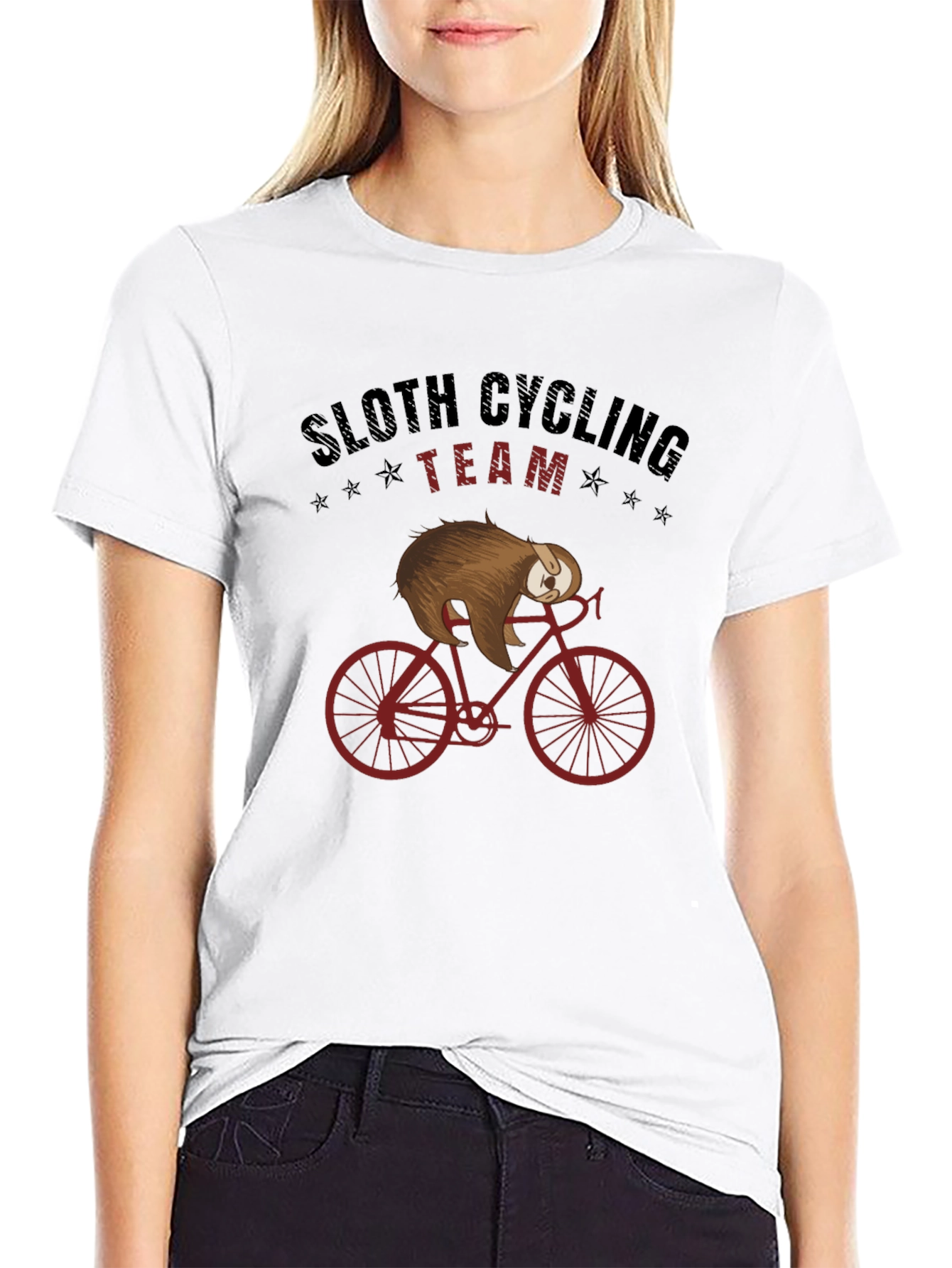 Black Sloth Cycling Team T-Shirt - Funny Animal Graphic Tee view 9
