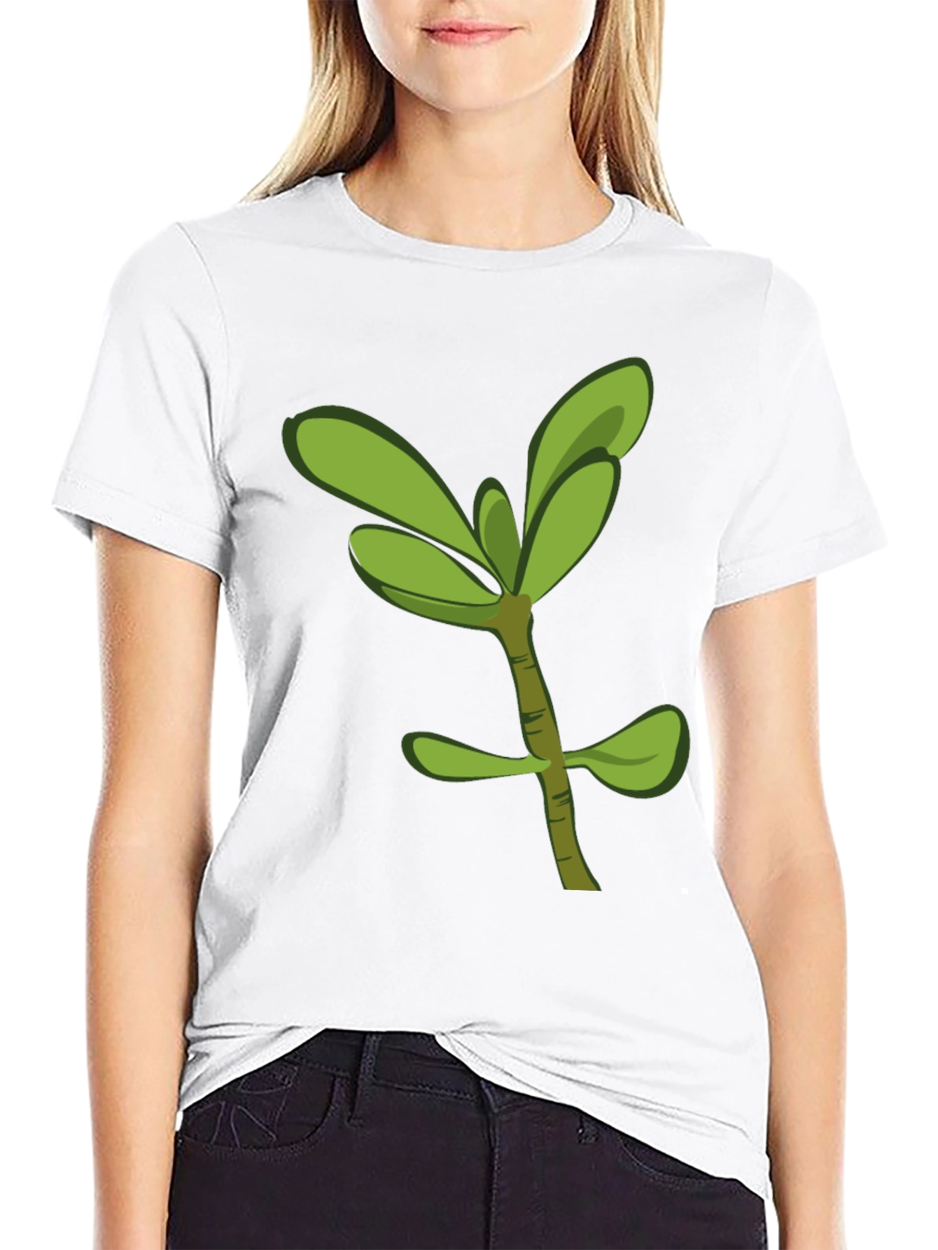 Black Green Sprout Graphic T-Shirt - Casual Style view 9