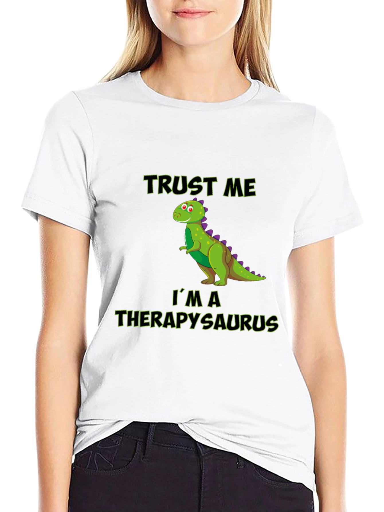 Black Therapysaurus T-Shirt - Funny Dinosaur Therapist Tee view 9