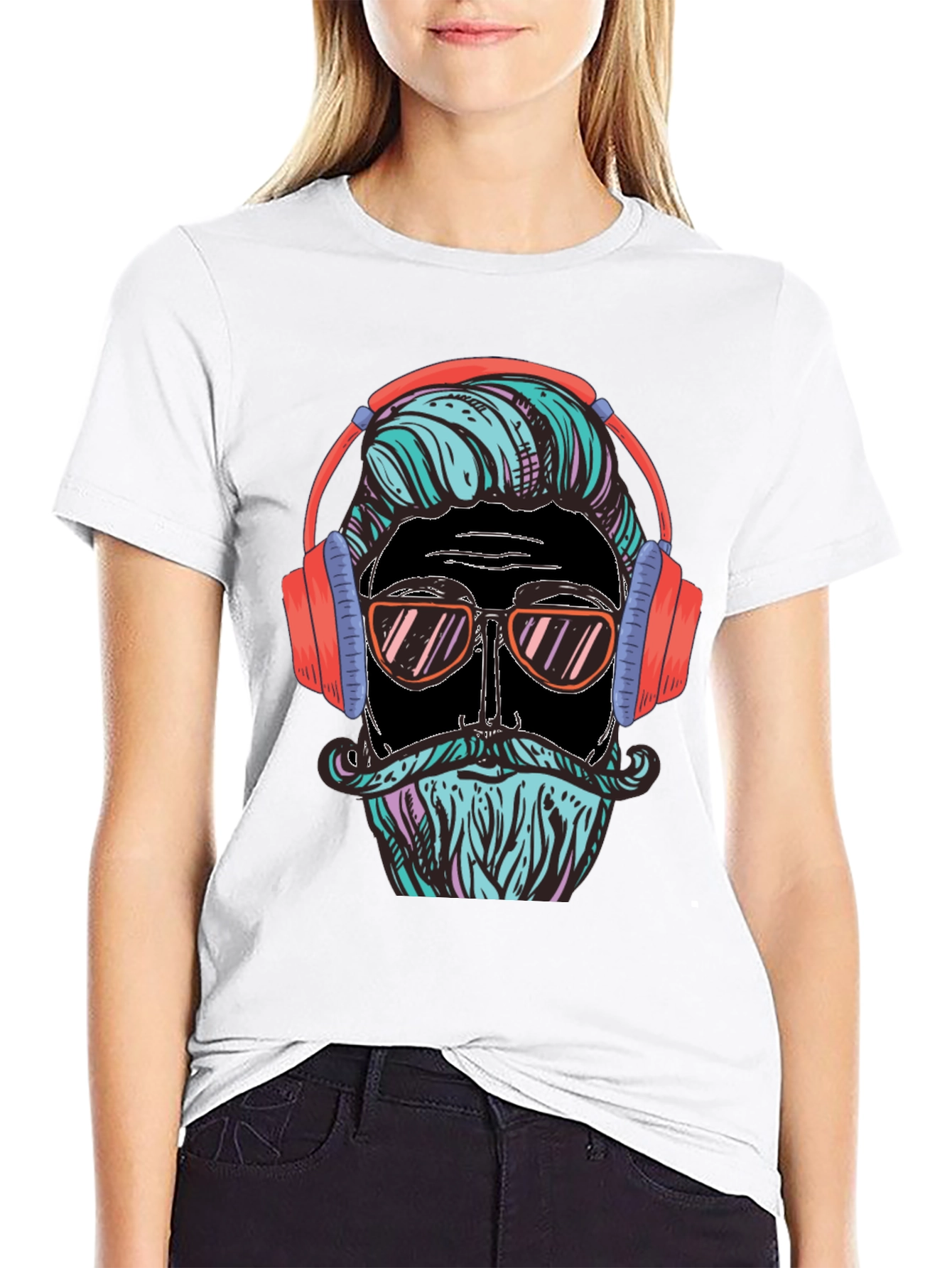 Black Cool Hipster Graphic Tee view 9