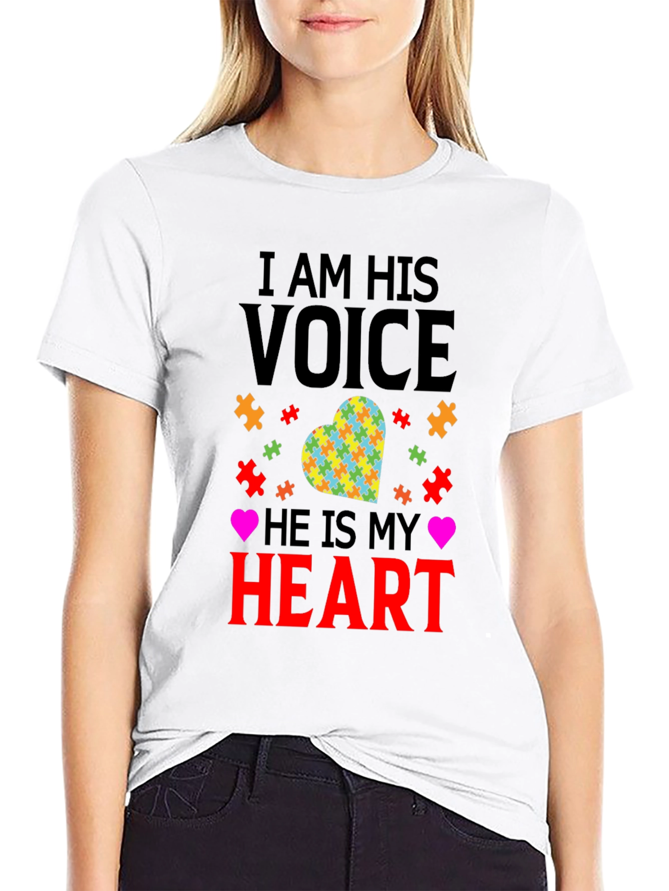 Black Autism Awareness T-Shirt - I Am His Voice view 9