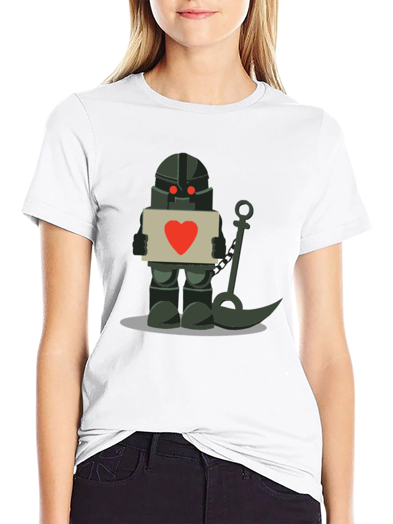 Black Heart Robot Graphic Black Tee view 9