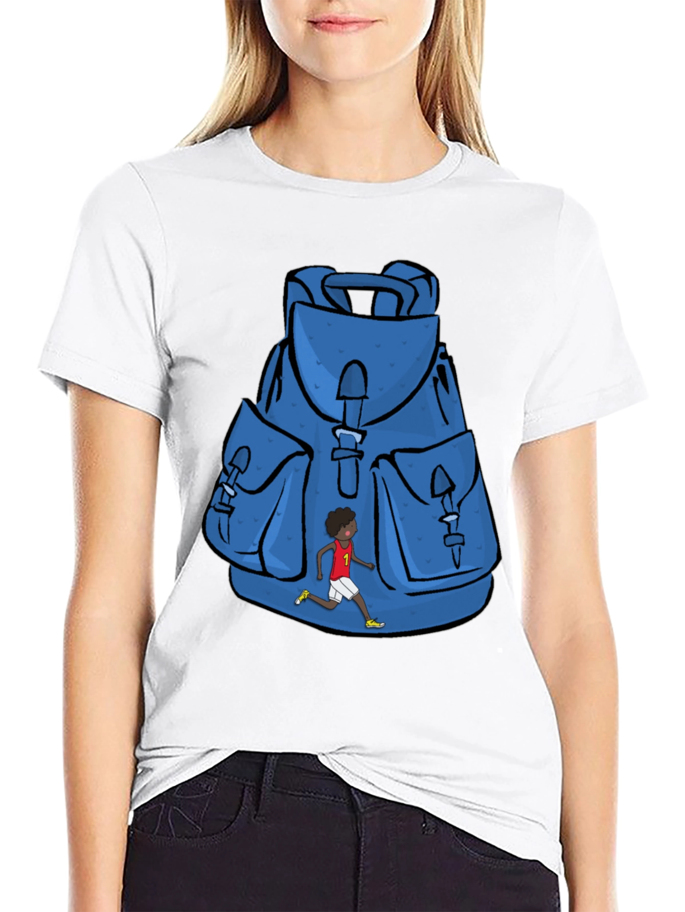 Black Graphic Print Backpack T-Shirt view 9