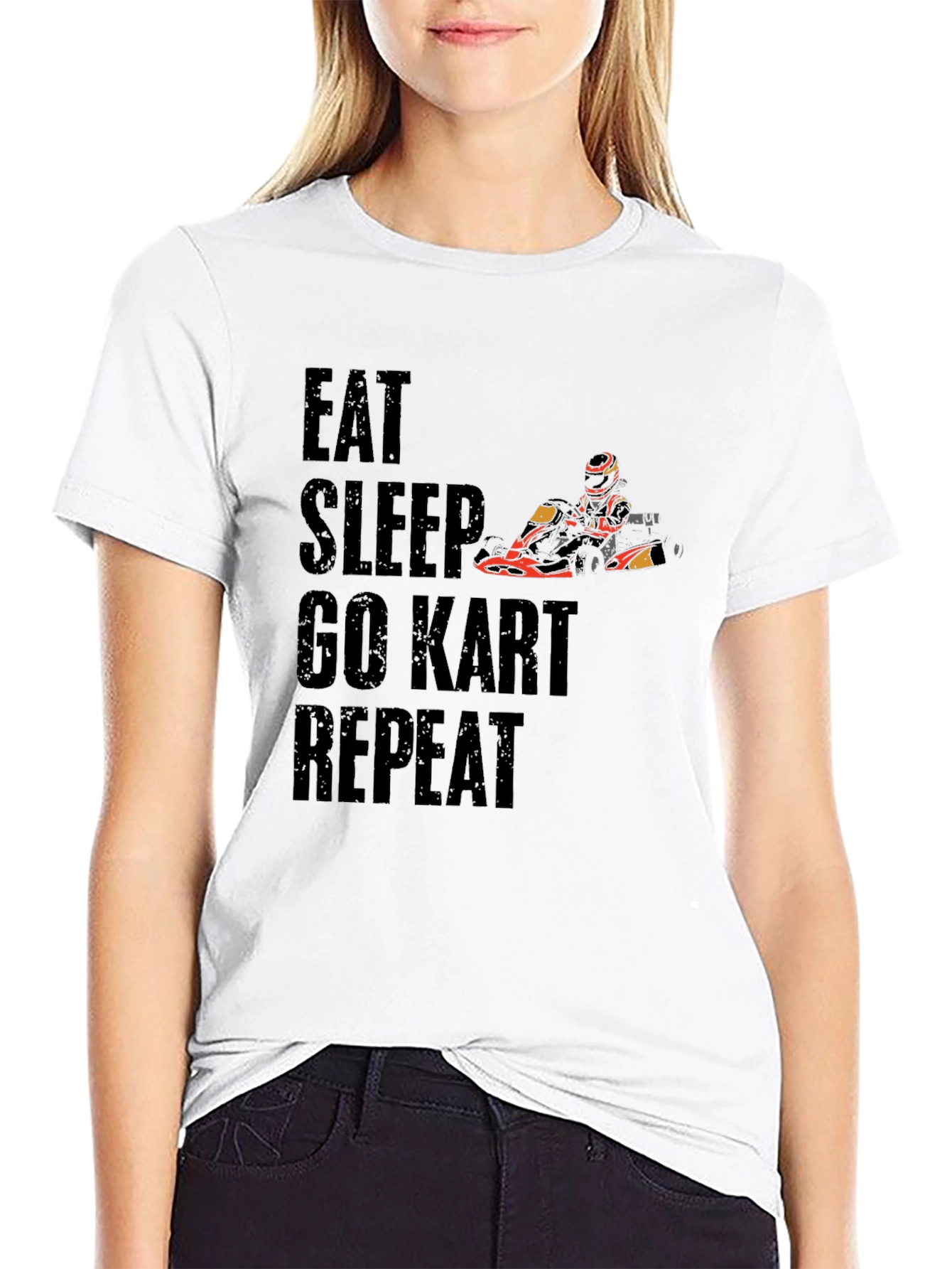 Black Eat Sleep Go Kart Repeat Graphic T-Shirt view 9