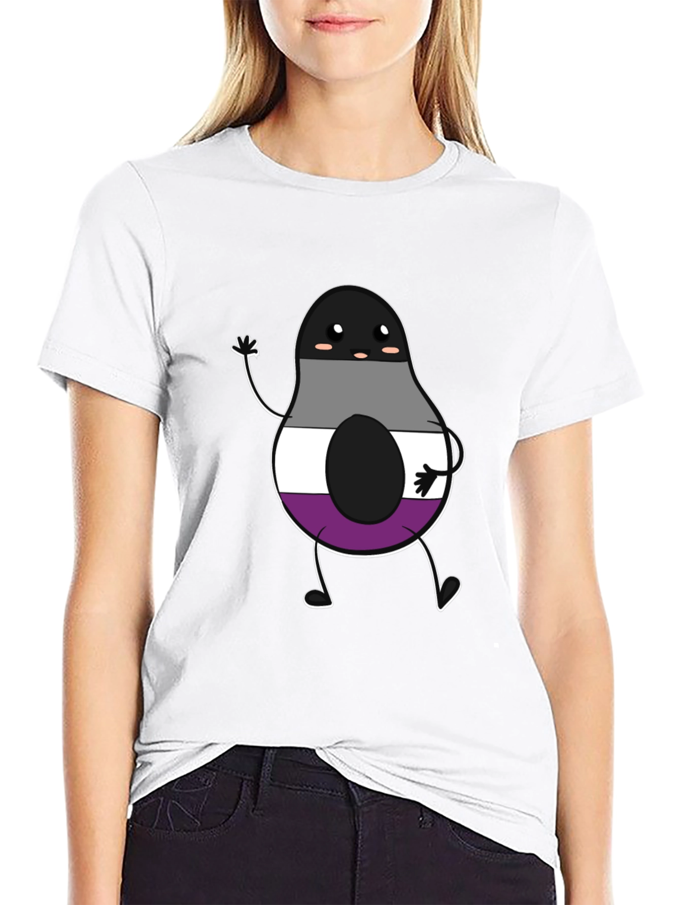 Black Asexual Pride Avocado Graphic T-Shirt view 9