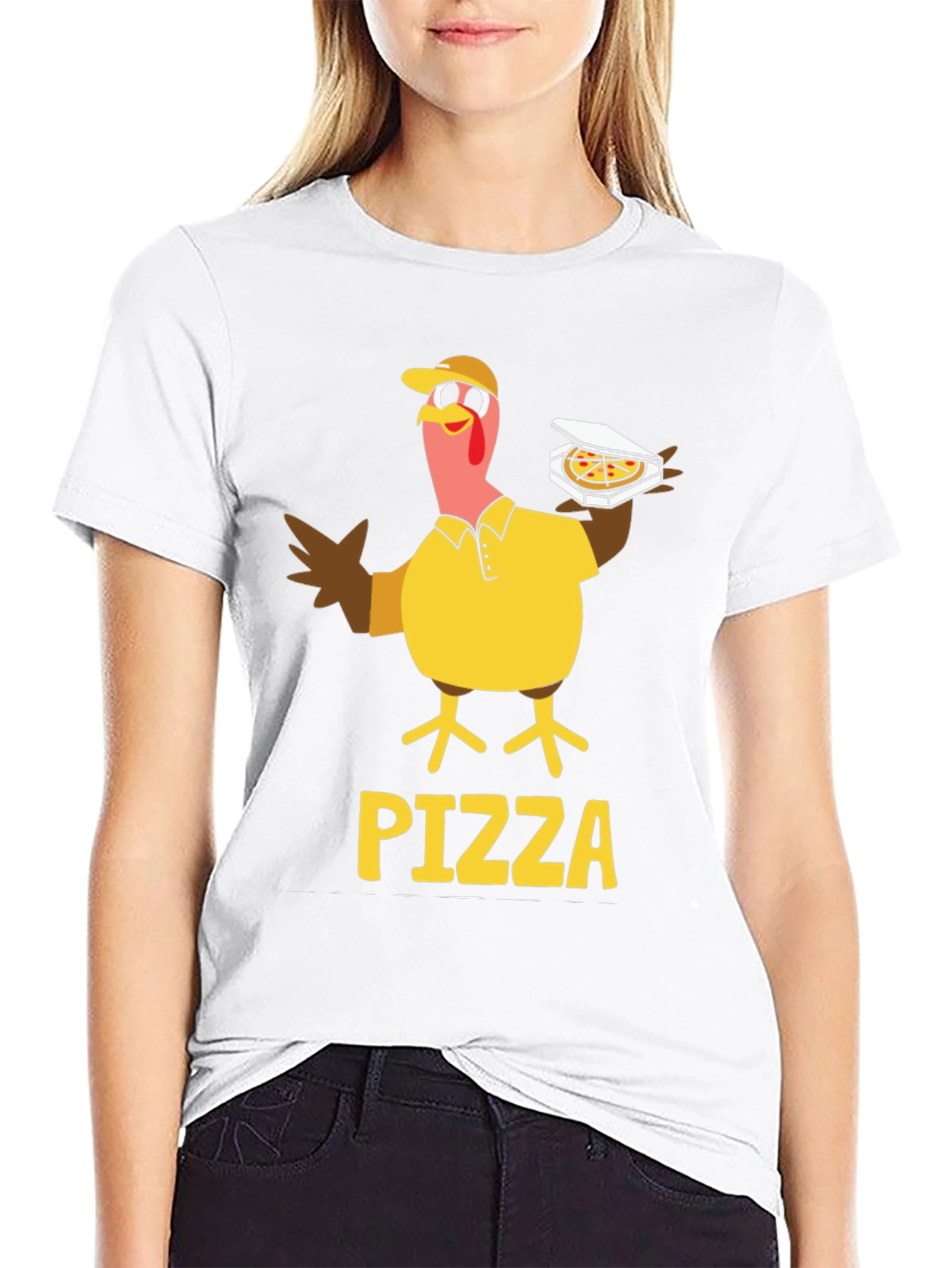 Black Pizza Turkey Graphic T-Shirt view 9
