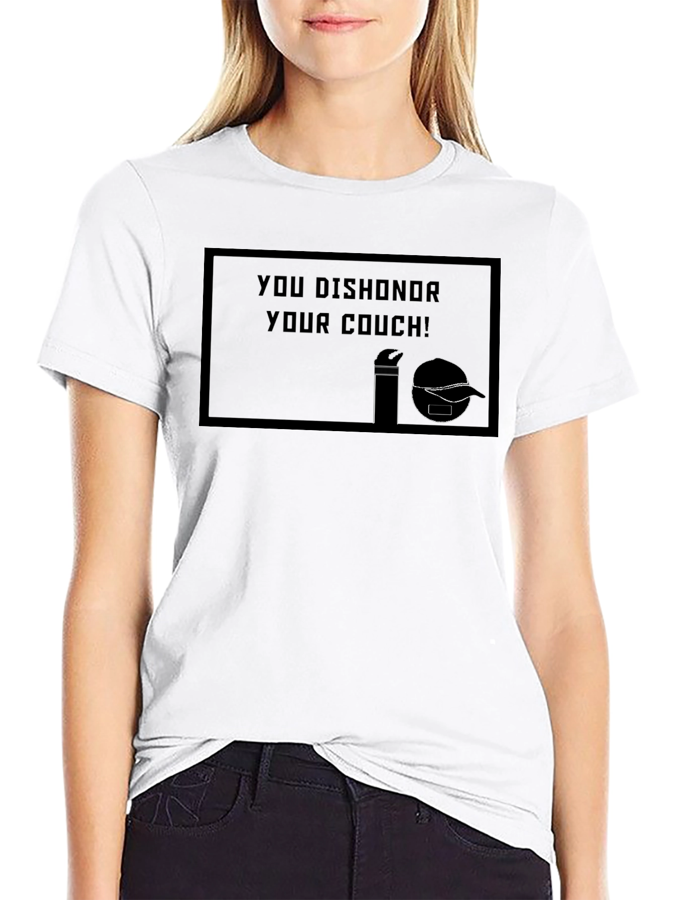 Black Dishonor Your Couch Funny T-Shirt view 9