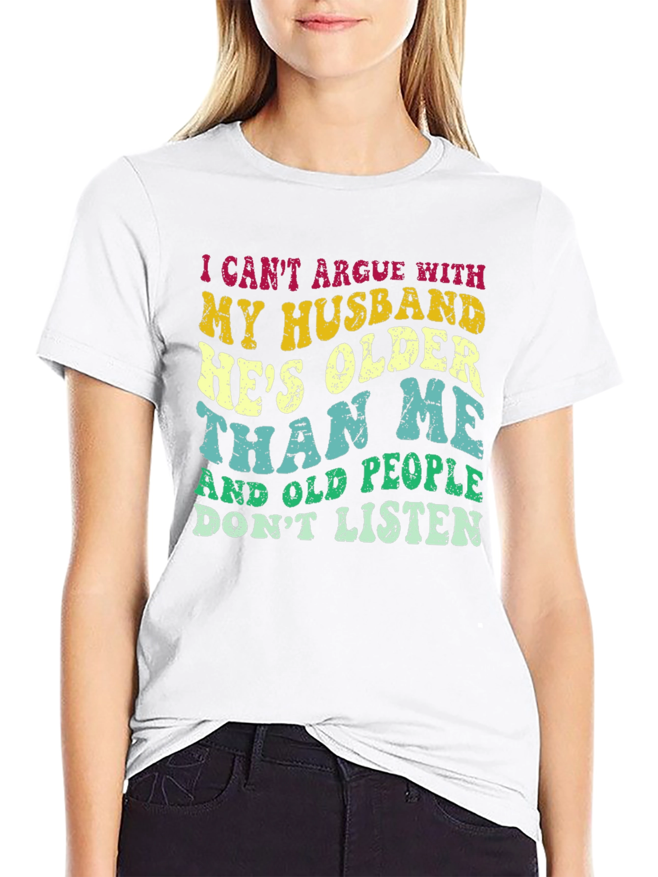 Black Funny Husband T-Shirt: "He's Older Than Me" view 9