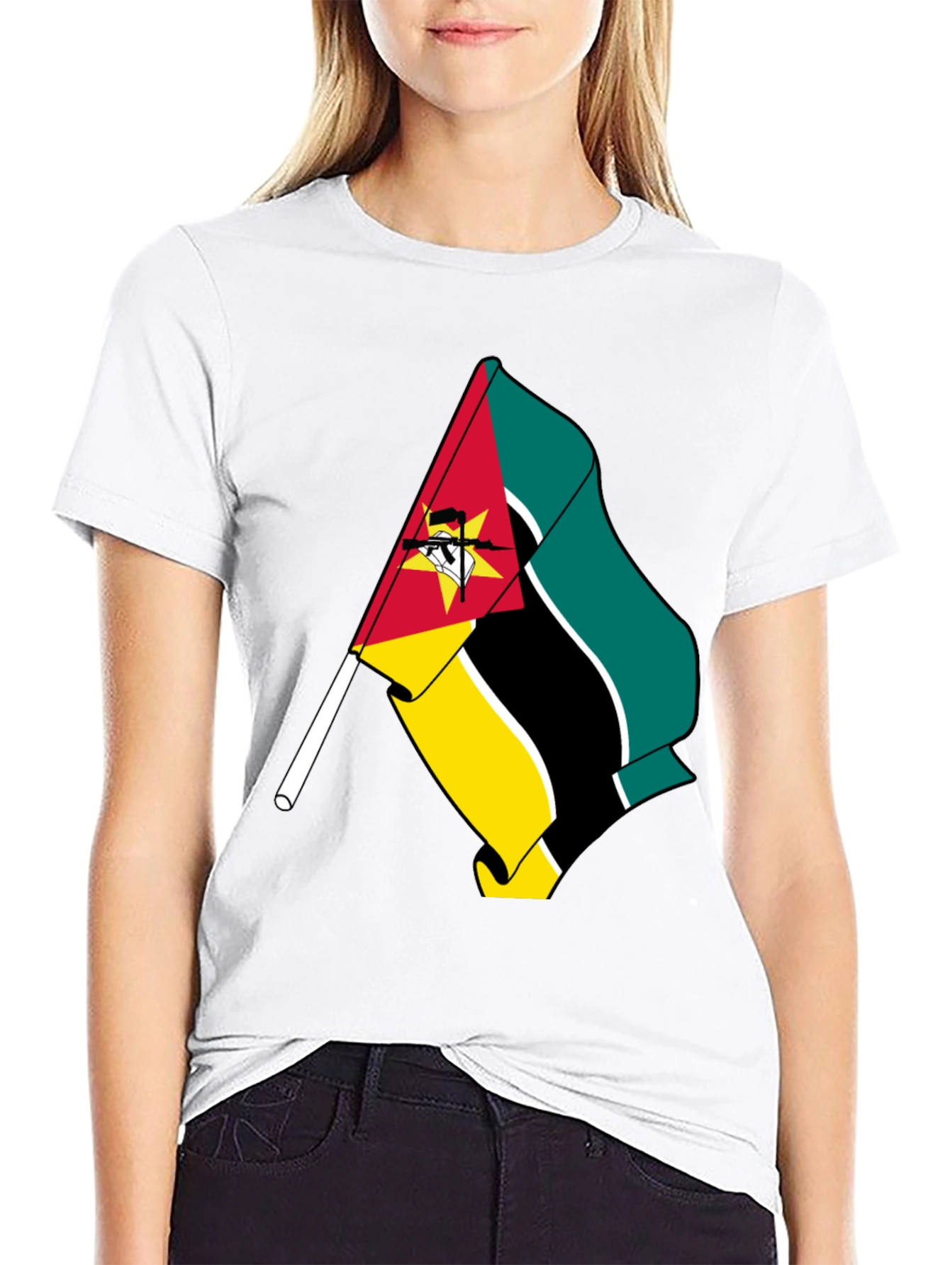 Black Mozambique Flag Graphic Tee - Black T-Shirt view 9