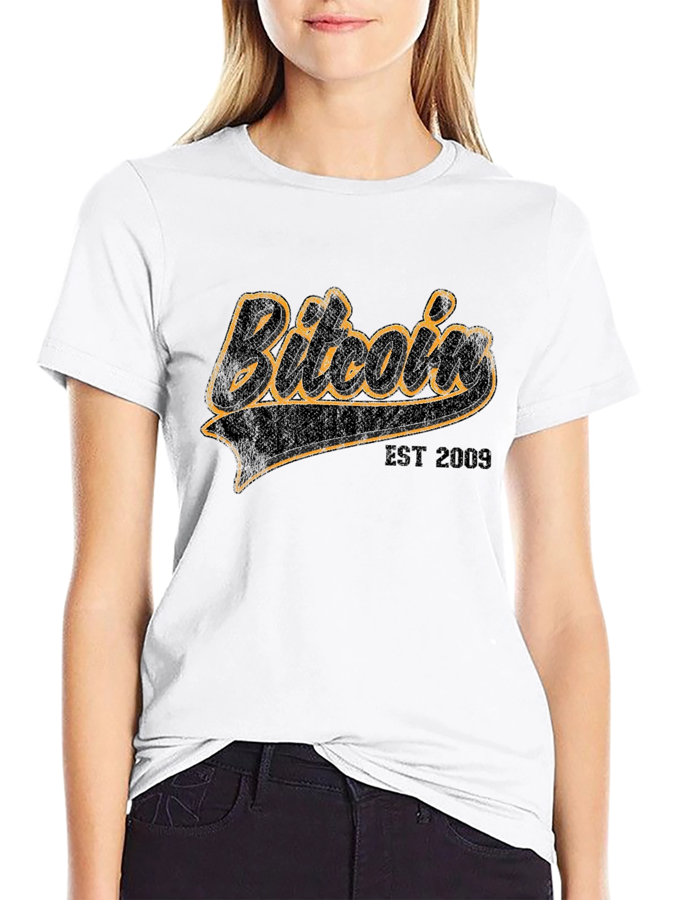 Black Bitcoin EST 2009 Black Graphic Tee view 9