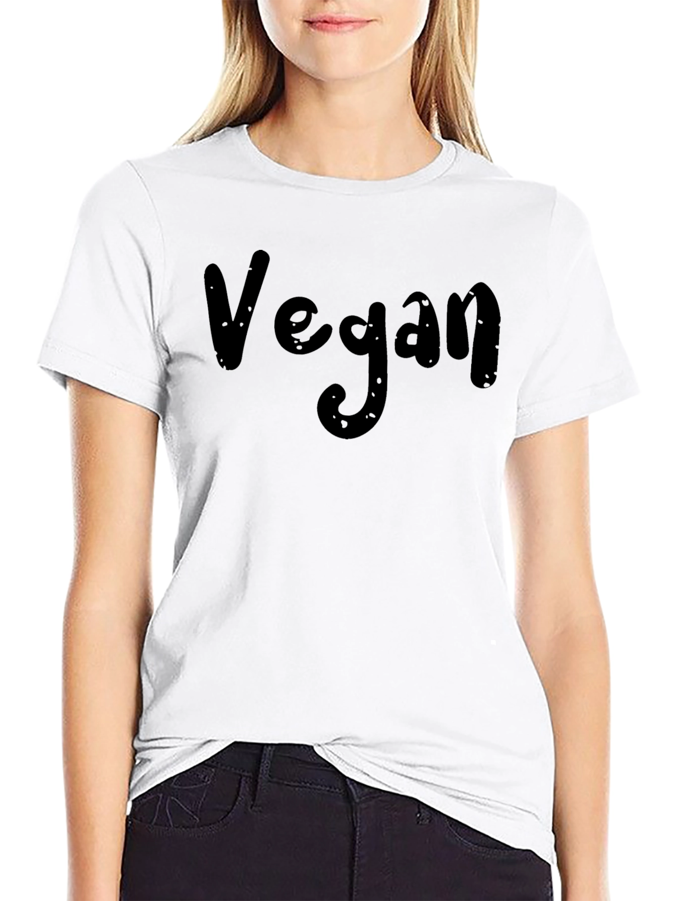 Black Vegan Black T-Shirt - Comfortable Crew Neck view 9